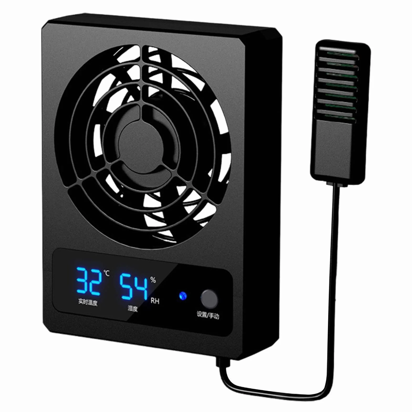 Fan de reptile - Gauge d'humidité du reptile intelligent avec affichage LED | Ventilateur de refroidissement, ventilateur de ventilation pour les serpents, terrarium de forêt tropical
