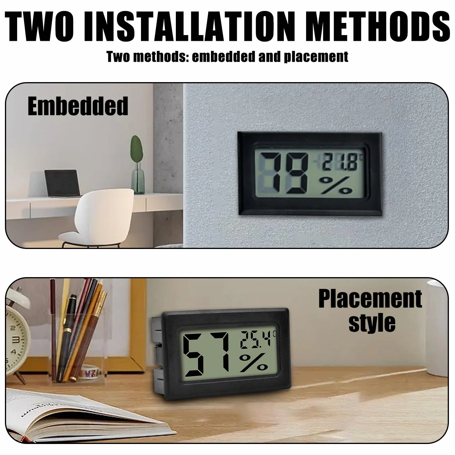 Lot de 6 mini thermomètres numériques LCD avec capteur et câble de 1,5 m pour reptiles, incubateurs et aquariums