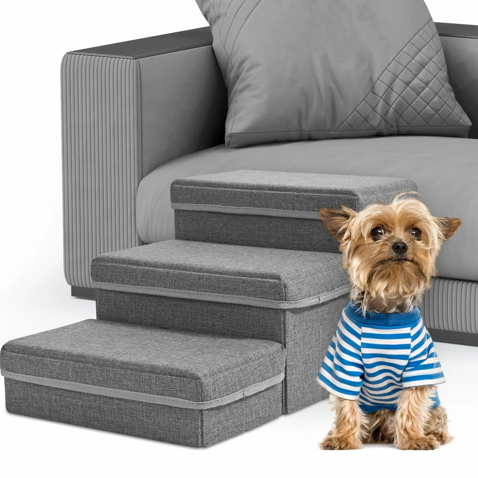 Sunowl Pliable Escalier Chien 3 Marches Extra Larges Rampe avec Rangement Surface Antidérapante