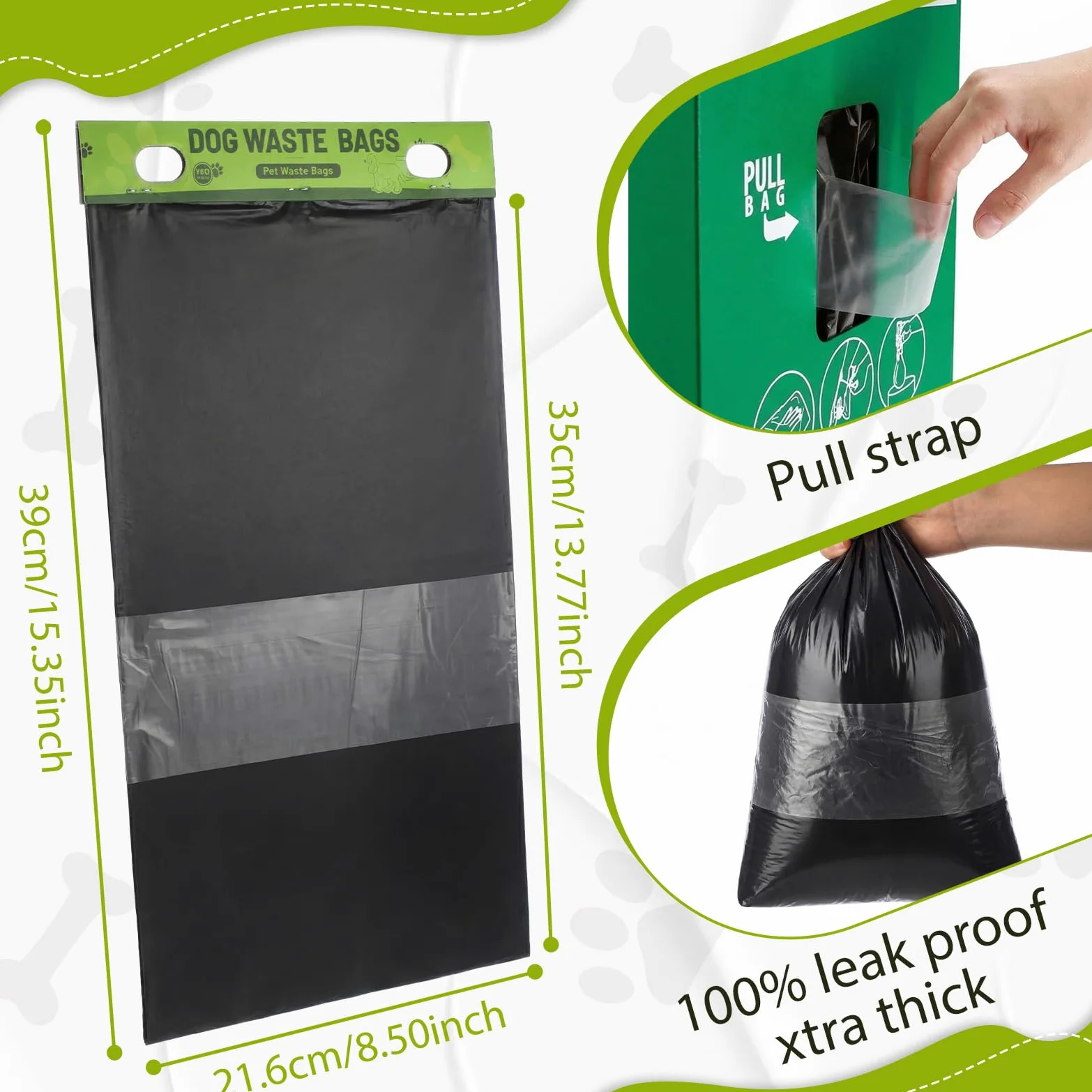 Ireer Lot de 2 000 sacs à déjections canines avec poignées – 20,3 x 33 cm – Sacs à déjections canines à suspendre, épais, étanches, solides à tirage unique pour niches en plein air