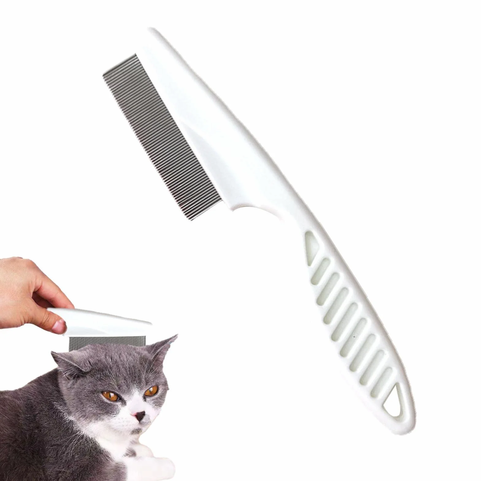 Brosse à puces pour chien Peigne anti-puces et tiques avec poignée épaissie