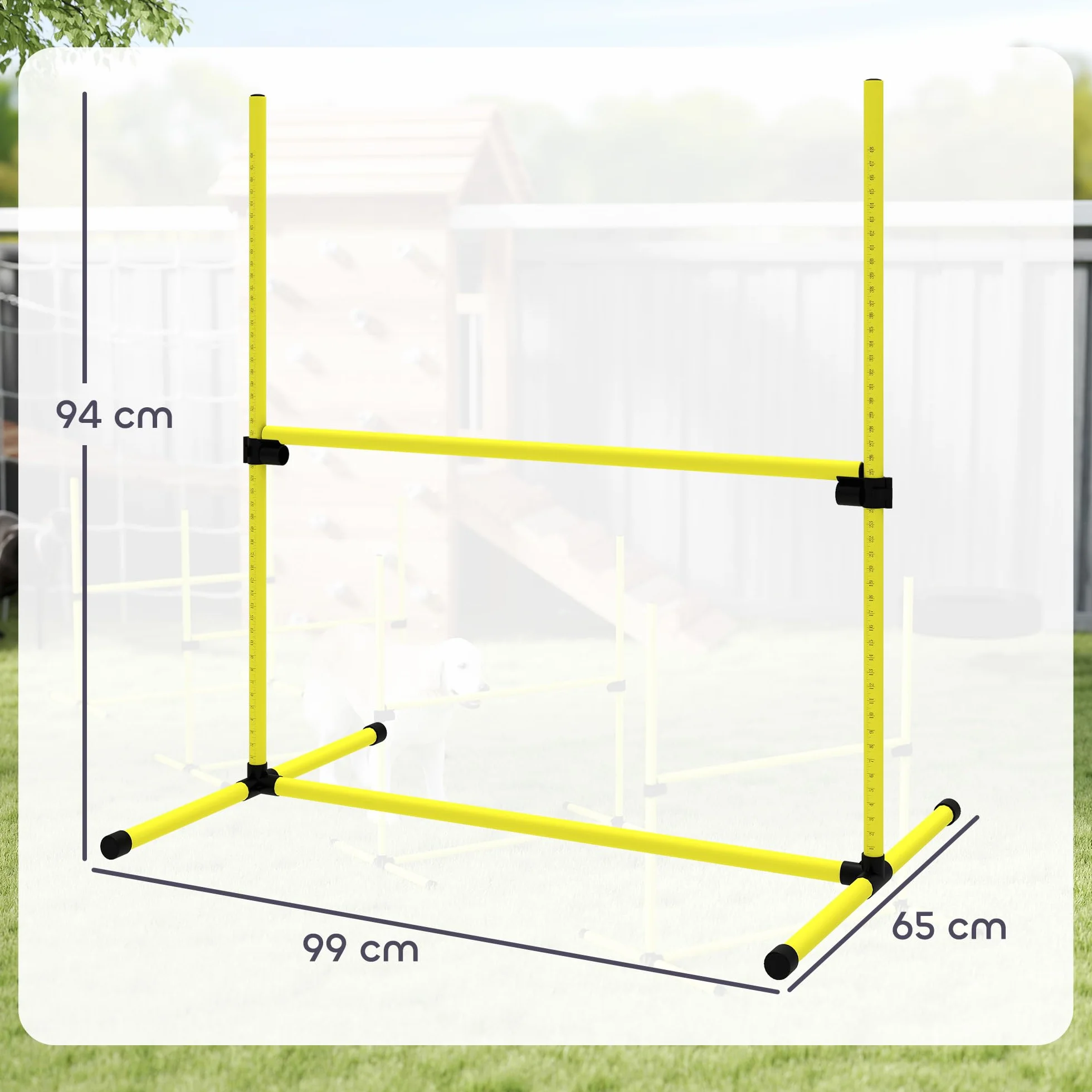 PawHut Kit Agility pour Chiens, 4 Obstacles Professionnels Hauteur Réglable, Parcours Entraînement Jaune