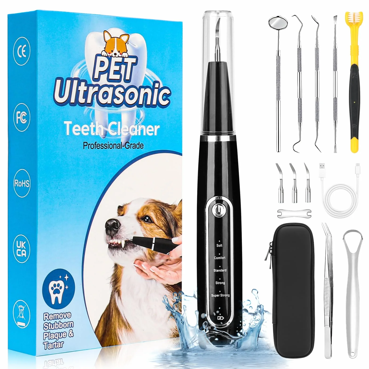 Professionnel Detartreur Dentaire Ultrason Chien Chat IPX6 Anti Tartre Mauvaise Haleine Nettoyage Gencives
