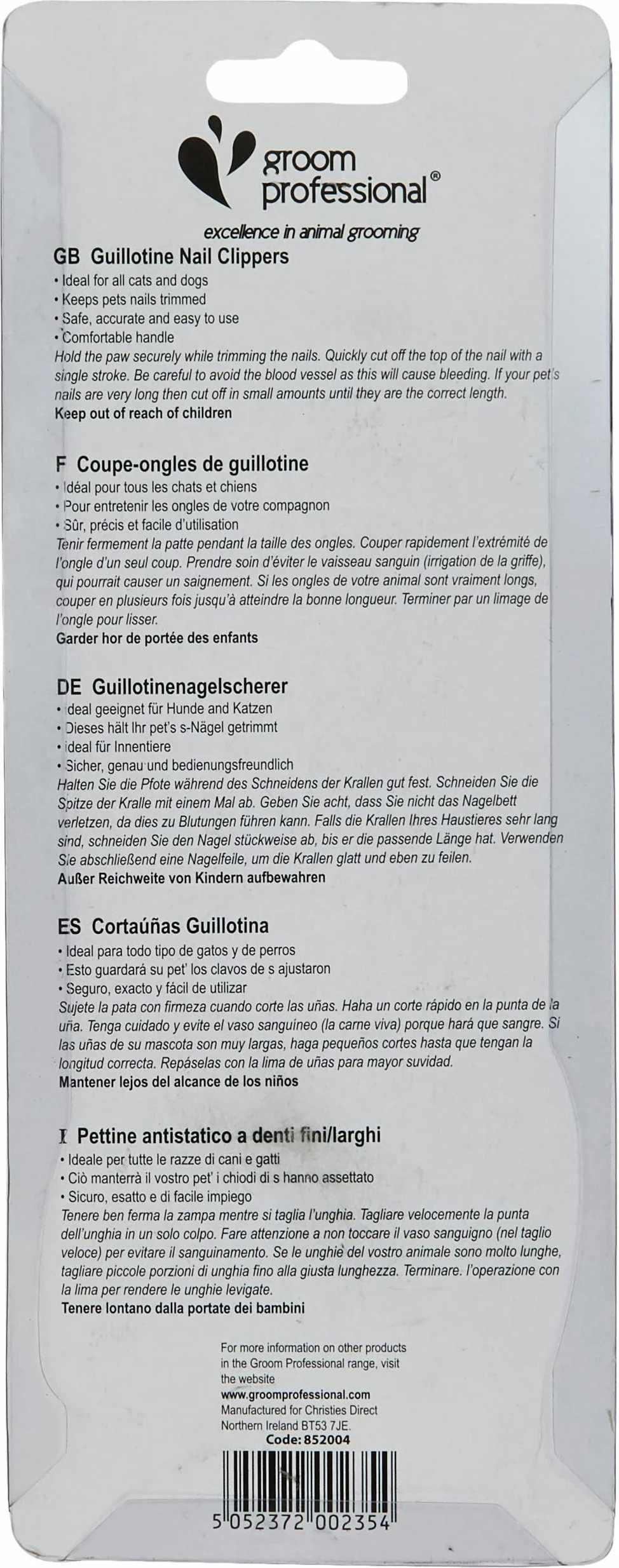GROOM PROFESSIONAL Guillotine Nail Clipper