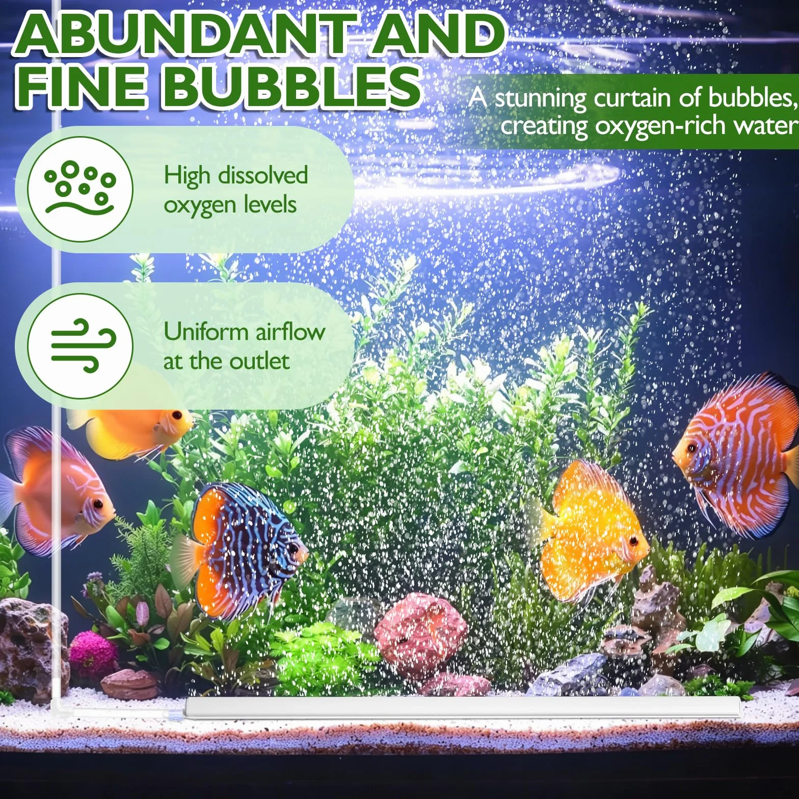 Hainue Bulleur Aquarium Silencieux, Diffuseur Air avec Tuyau, Pierre à Oxygène pour Étang, Bandes d'Oxygène à Petites Bulles Nano (30cm)