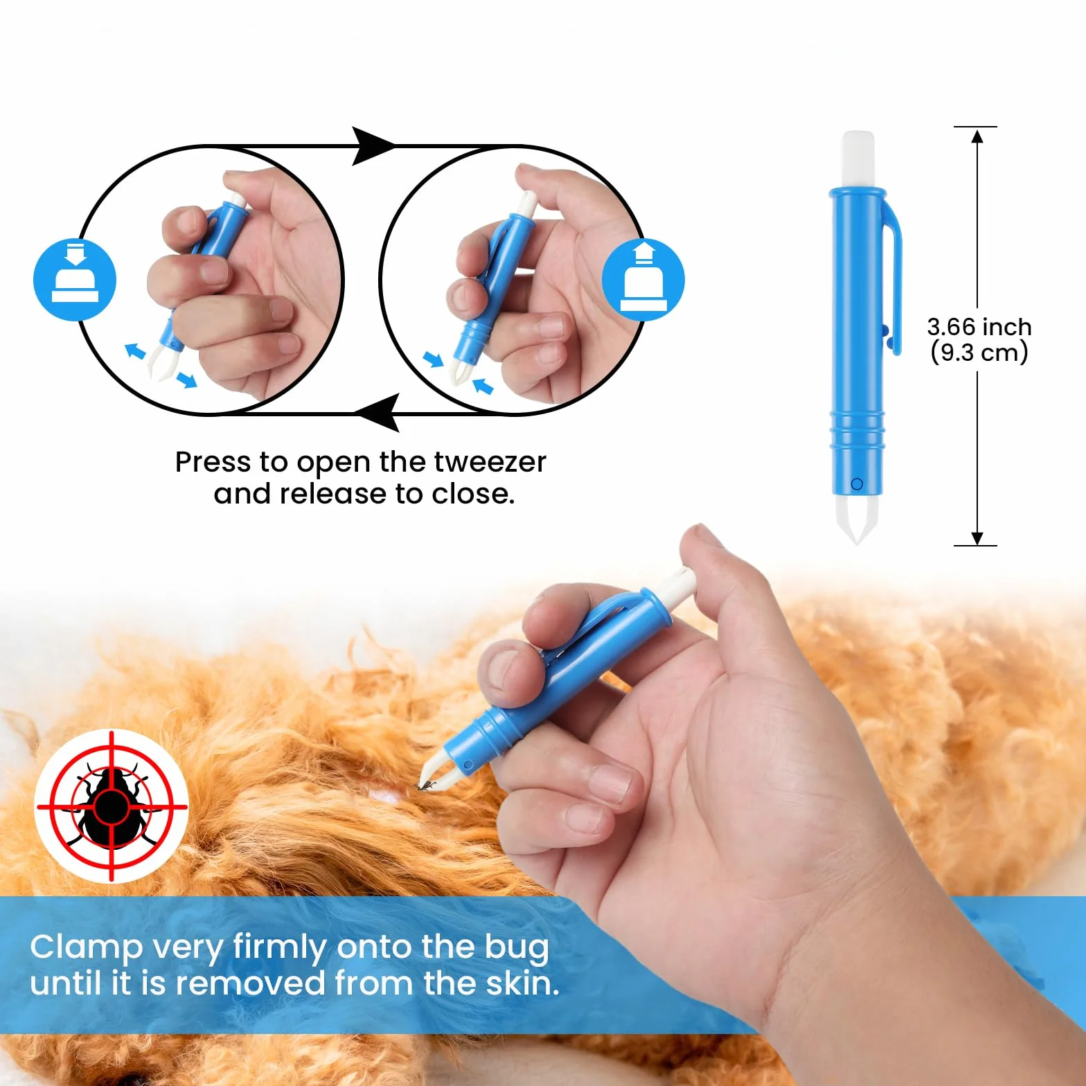 Pince à Tiques Anti Tiques pour Chiens et Chats, Crochet 2 en 1 en Acier Inoxydable