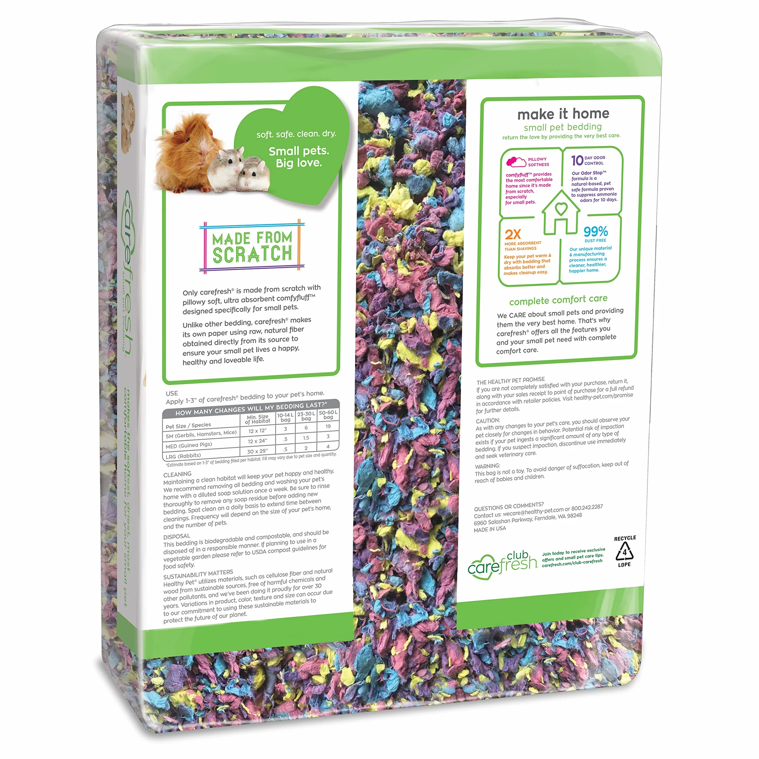 Carefresh Literie complète en Papier Naturel Confettis 50 litres