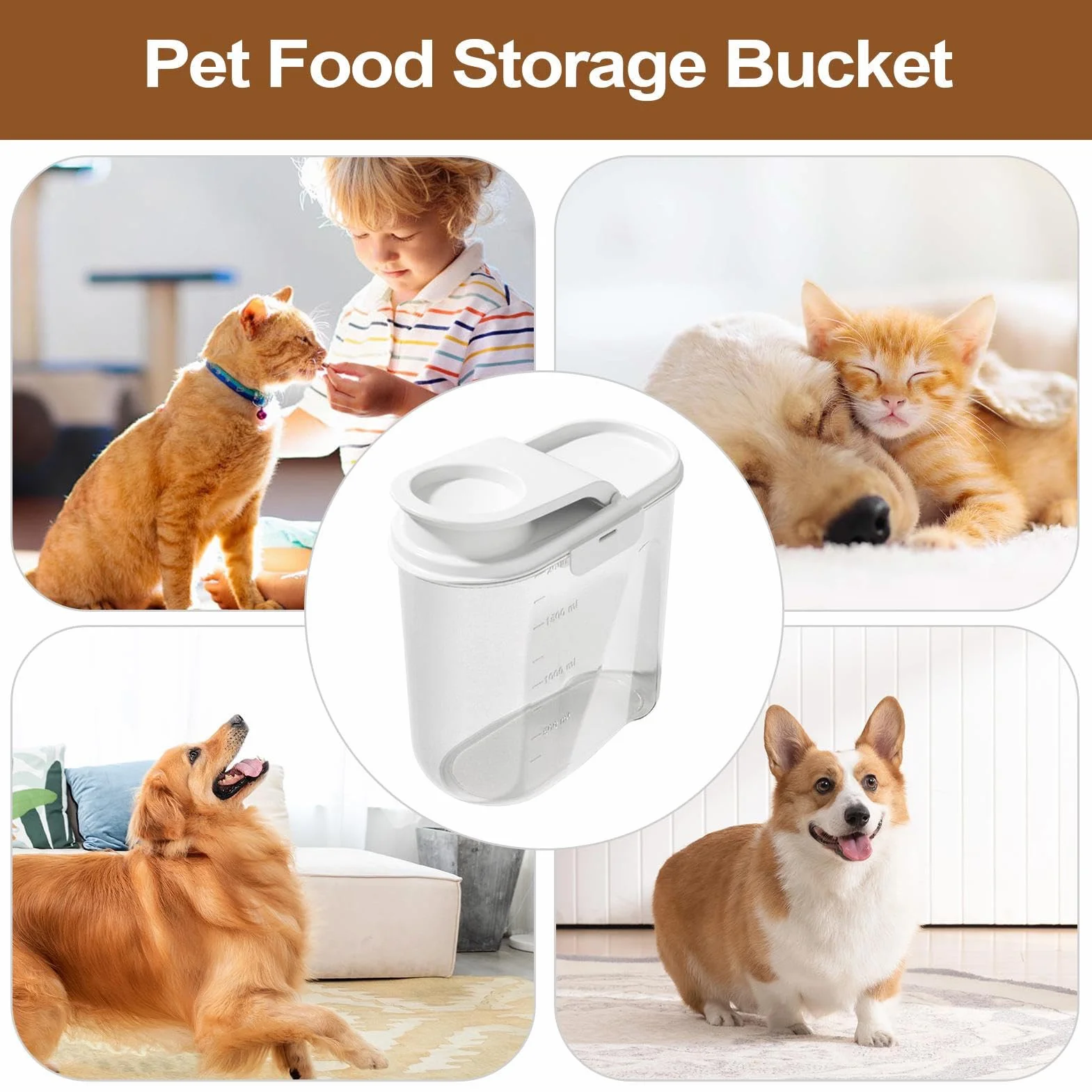 Boîte De Rangement Pour Nourriture De Chat - Récipients pour Croquettes avec Couvercles Étanches | Bac Organisateur 2L Avec Couvercle Pour Garde-Manger Snacks Friandises Pour Chat Riz Céréales
