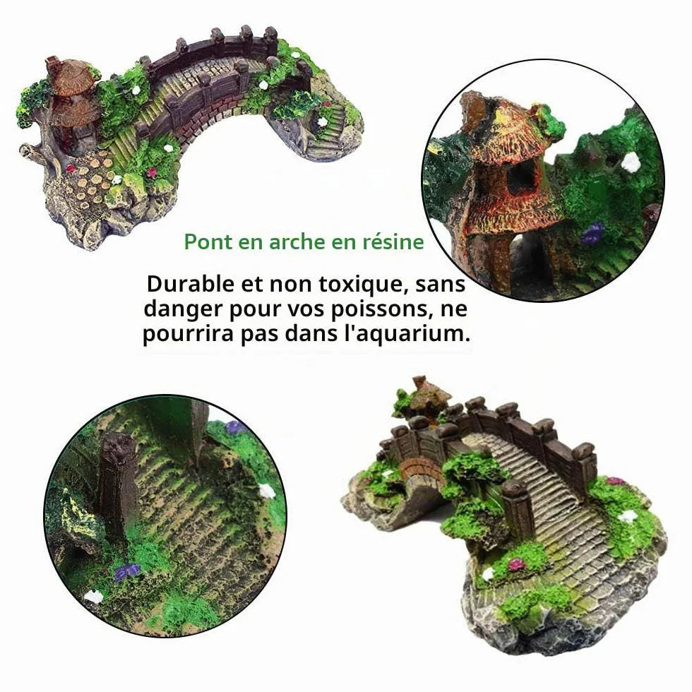 Décoration aquarium plantes résine pont arc lot 12 plastique pavillon décoratif