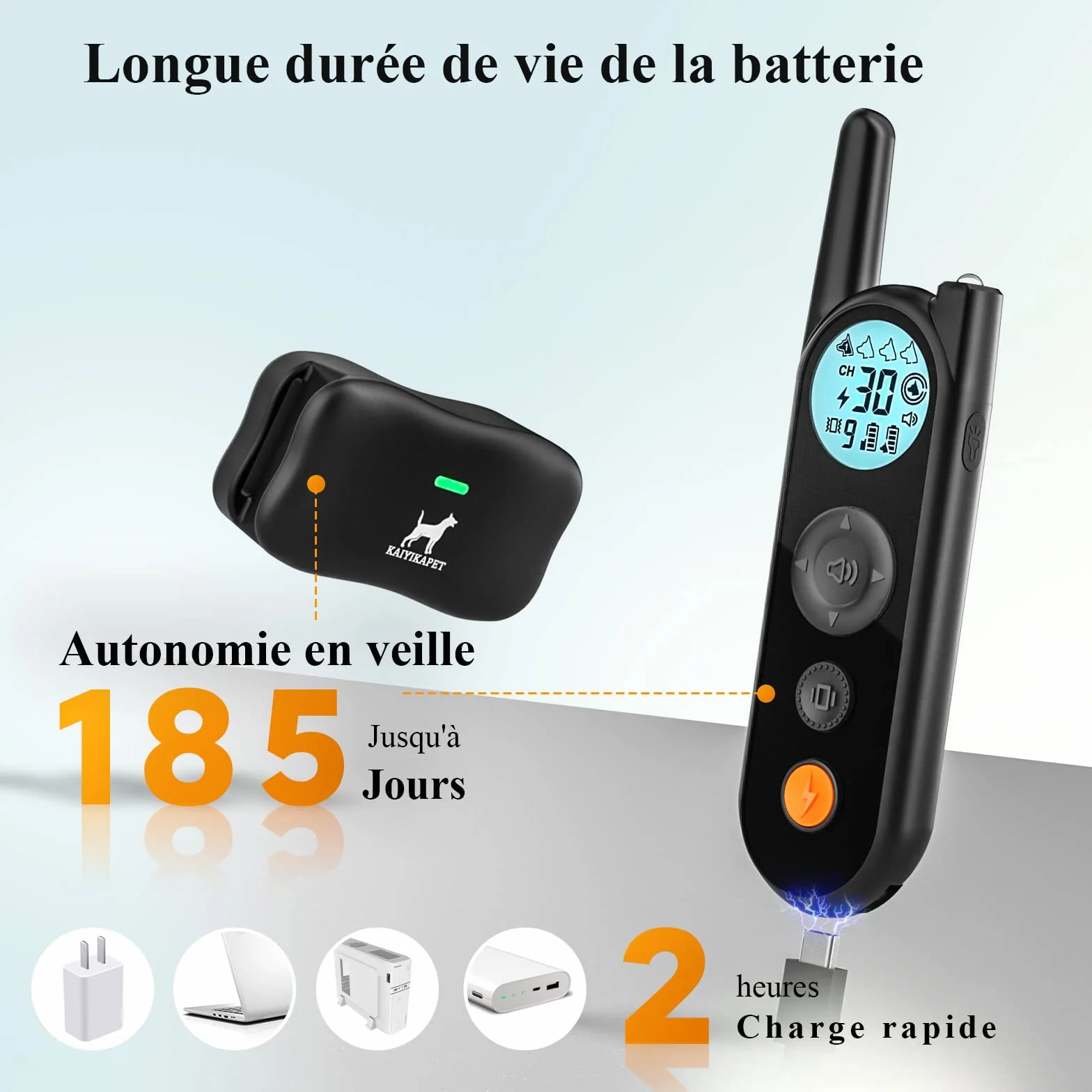Clôture Électronique pour Chien 14 Niveaux Distance 8-1050m IPX7 Résistant à l'Eau