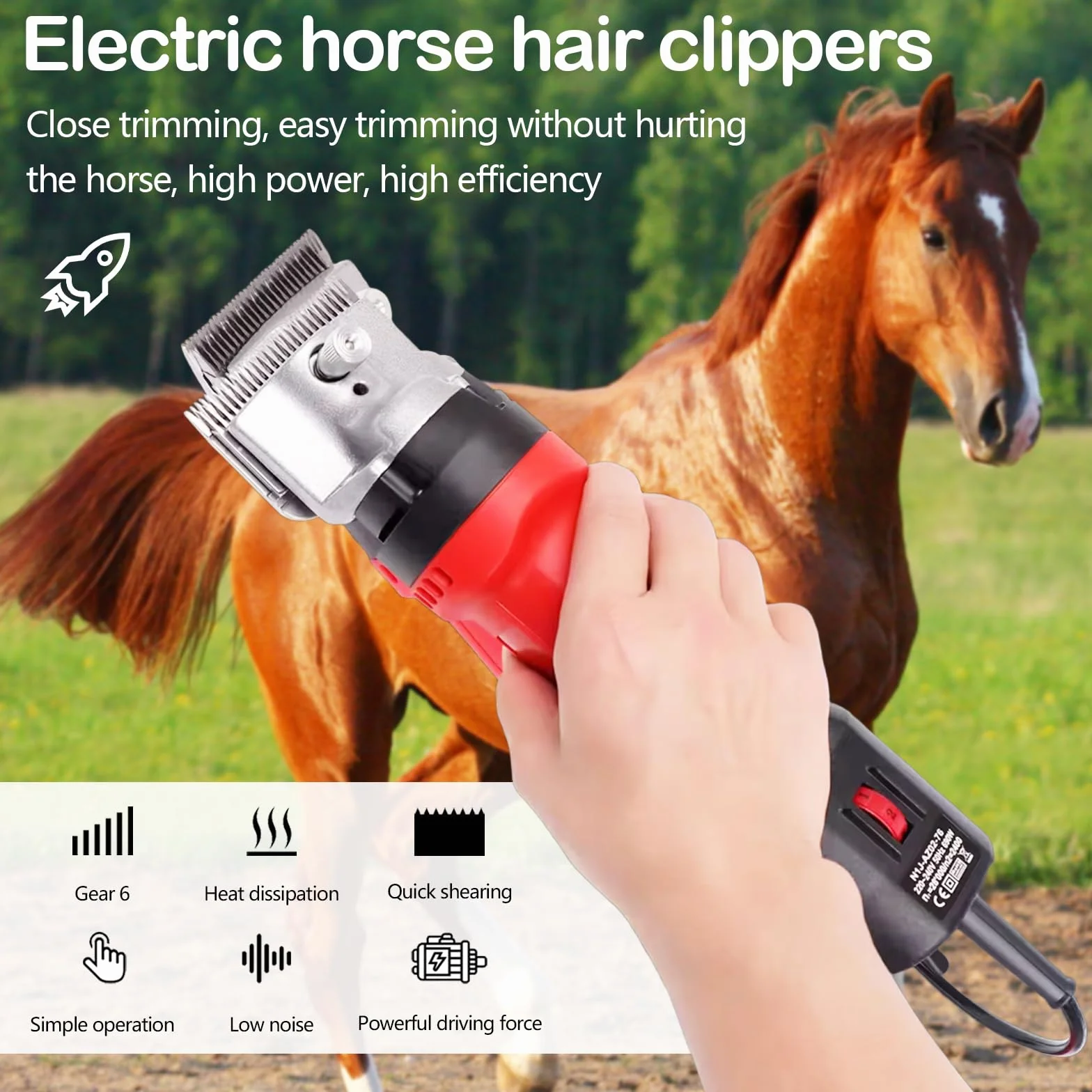 Tondeuse Chevaux Professionnelle 220V 690W Lame 77mm Moteur 2800 tr/min