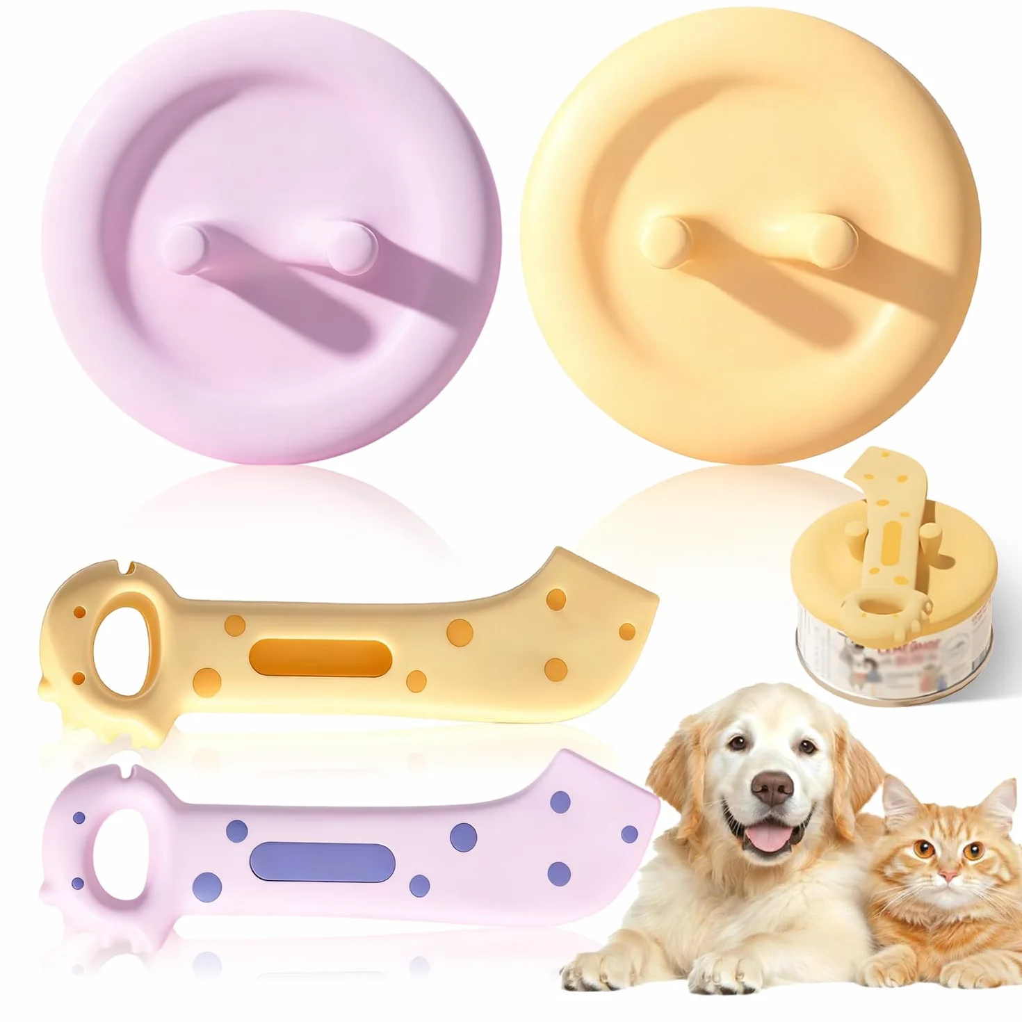 Couvercle Boite de Conserve Silicone Antidérapant D'étanchéité Ouverture Portable Ouvre-Boîte Multifonction pour Chats et Chiens