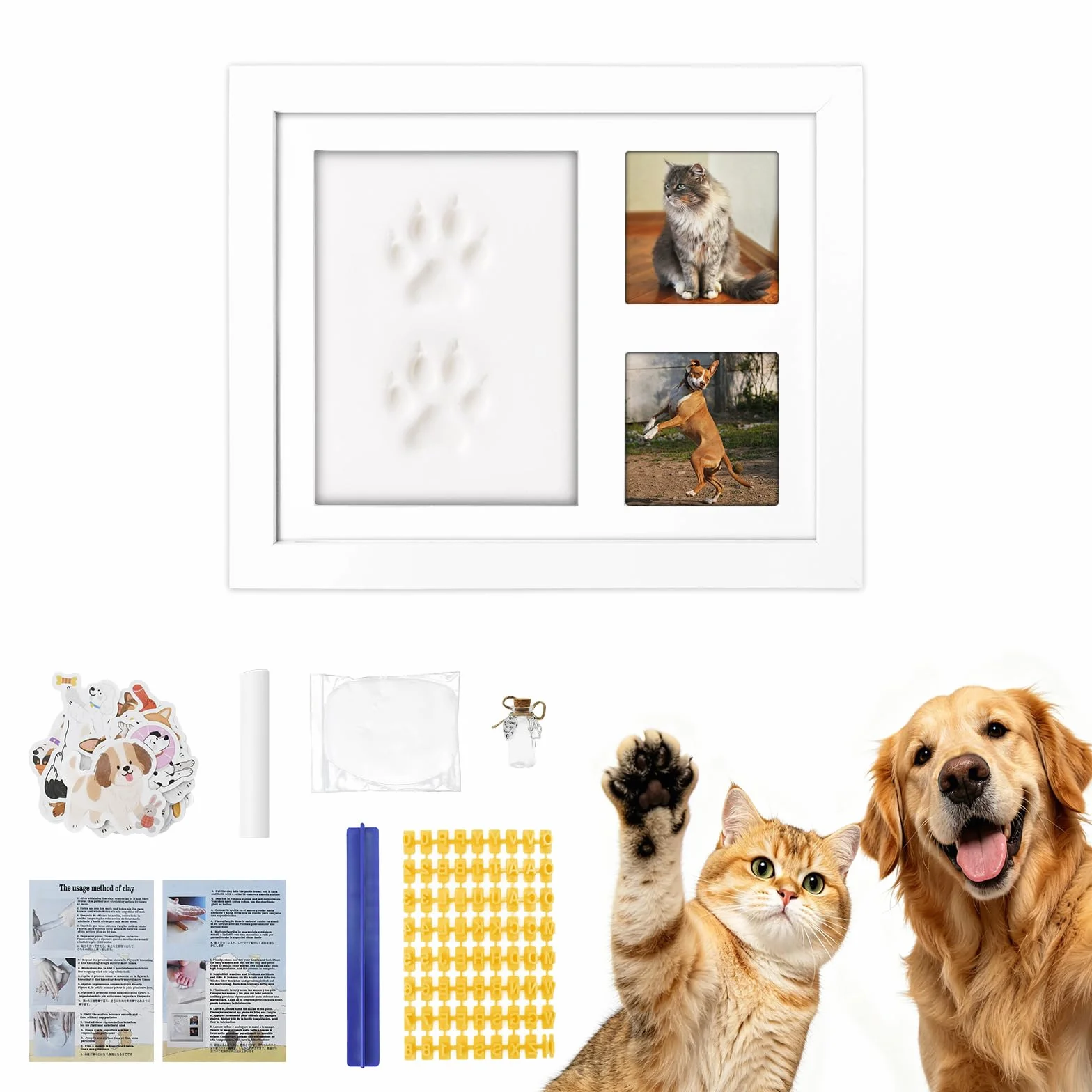 Kit Empreinte Bébé Main et Pied avec Argile pour Nouveau-Né, Chien, Chat