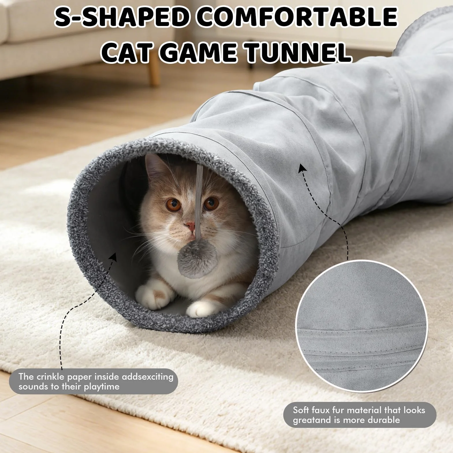 XIAPIA Tunnel pour Chat Pliable, Jouet Interactif pour Chaton et Chiot, Tunel Chat Jeu avec Balle, Tunnel Lapin, Cobaye, Furet, pour Exercice en Intérieure et Extérieure pour Chaton