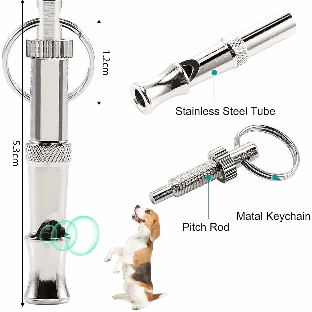 Sifflet pour Chien en Acier Inoxydable à fréquence réglable, Sifflet à ultrasons Professionnel pour l'entraînement et contrôle des aboiements
