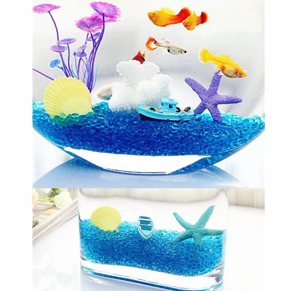 Magnifique gravier naturel décoré d'aquarium pour poissons, tortues, paysage, fond ou plantes en pot, décoration de jardin, galets (bleu foncé)
