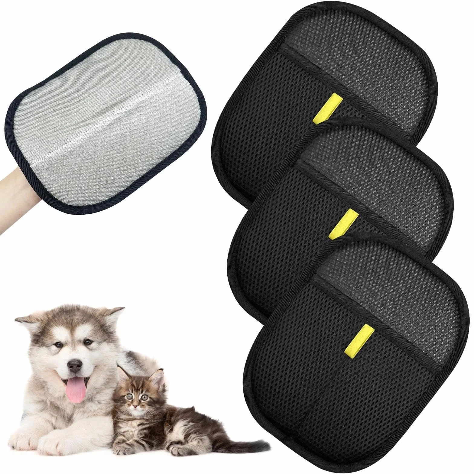 Gant Anti Poils Animaux 3 Pièces, Gants d'épilation Pet Hair Remover Glove, Brosse Poils d'animaux Réutilisable pour Chien Chat