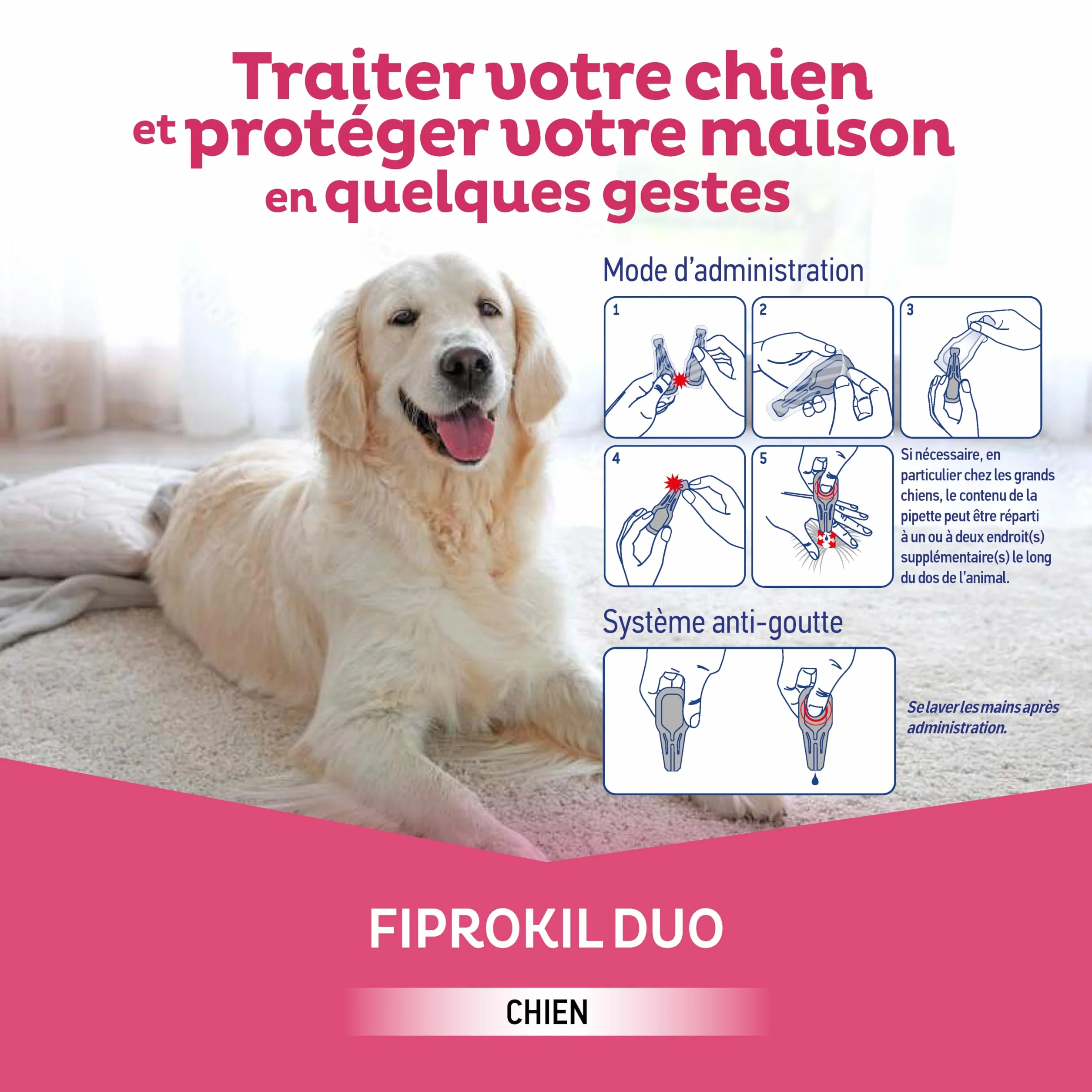 Fiprokil Duo Petits Chiens Clément Thékan (2-10 kg) - Anti-Puces/Tiques - Élimine parasites/Oeufs - Protège Jusqu’à 7 semaines l’Animal et 12 semaines l’Environnement - 4 pipettes Spot on