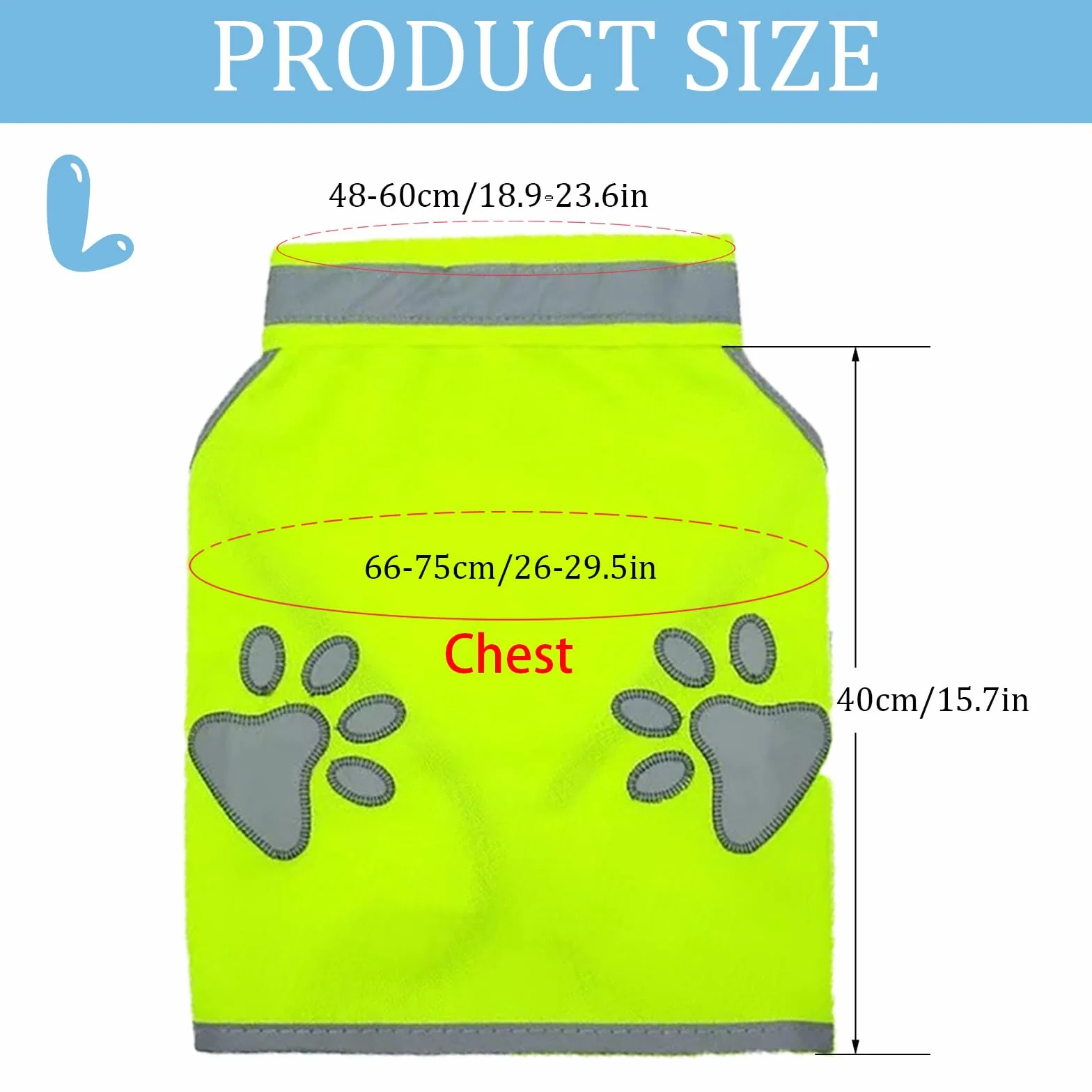 Haute Visibilité Veste Réfléchissante Fluorescente Gilet Chien Taille L pour Nuit Extérieur