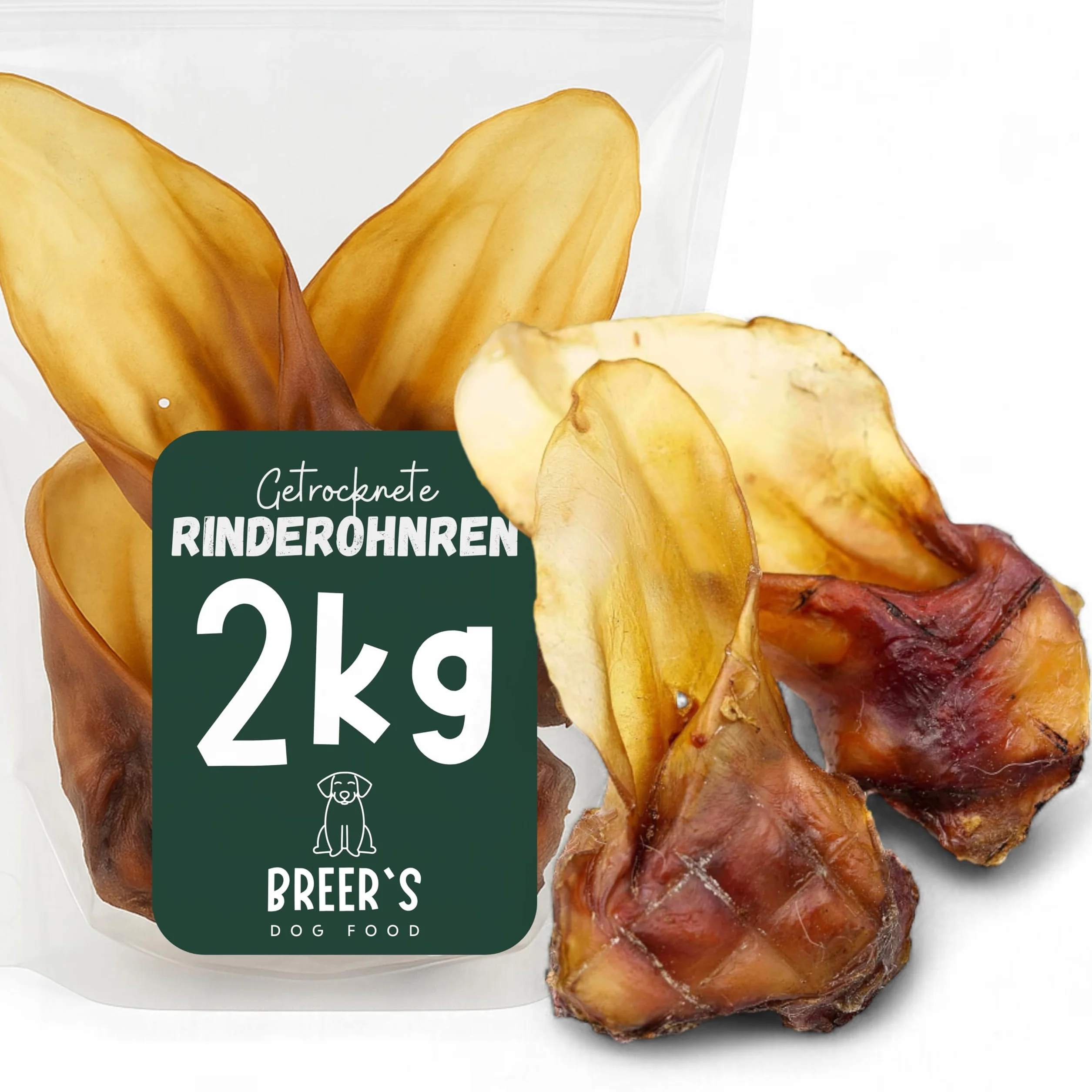 BREERs Oreilles de bœuf séchées avec coquillage pour chiens 2 kg