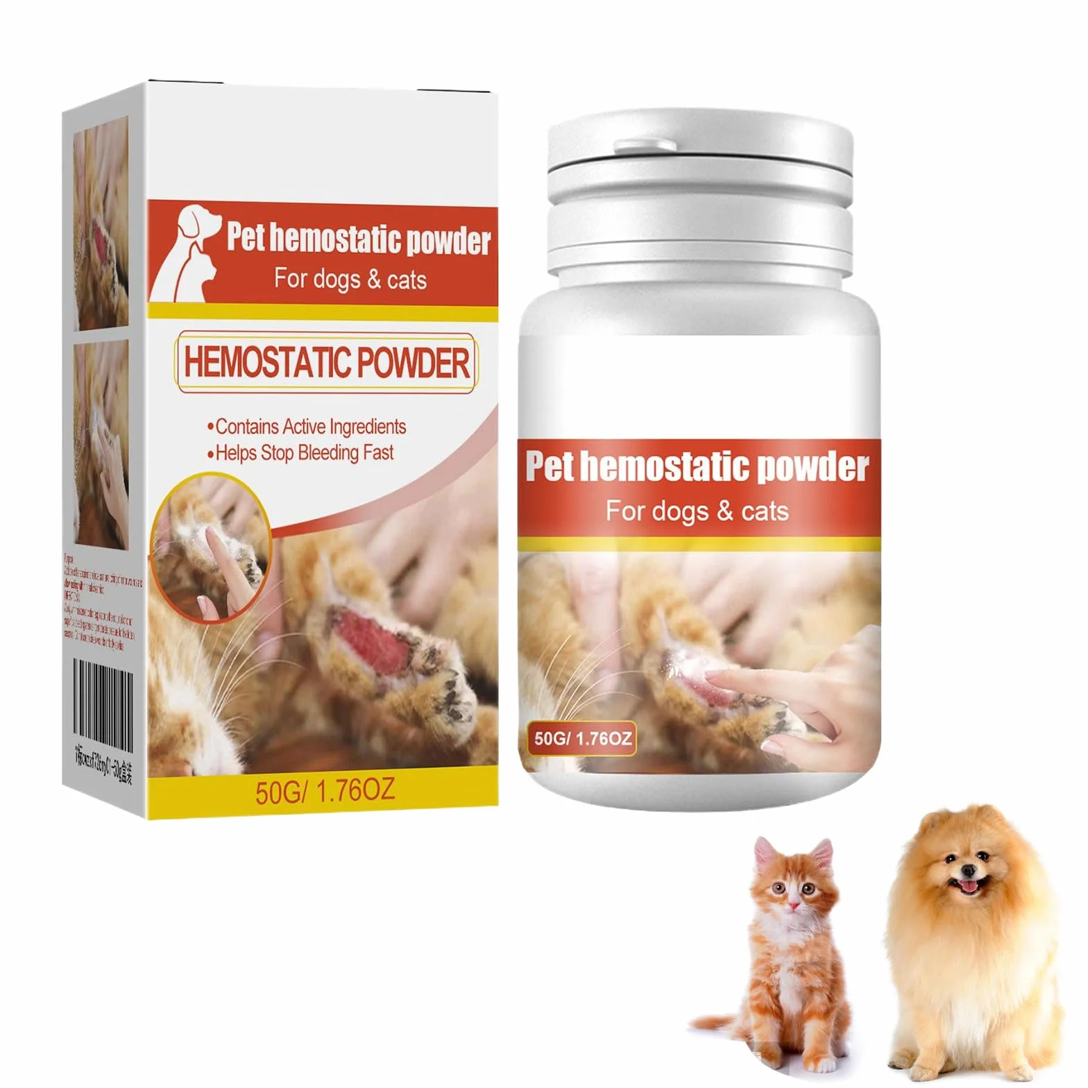 Cerioll Poudre Styptique 50g pour Chiens et Chats, Arrêter Saignement Pattes