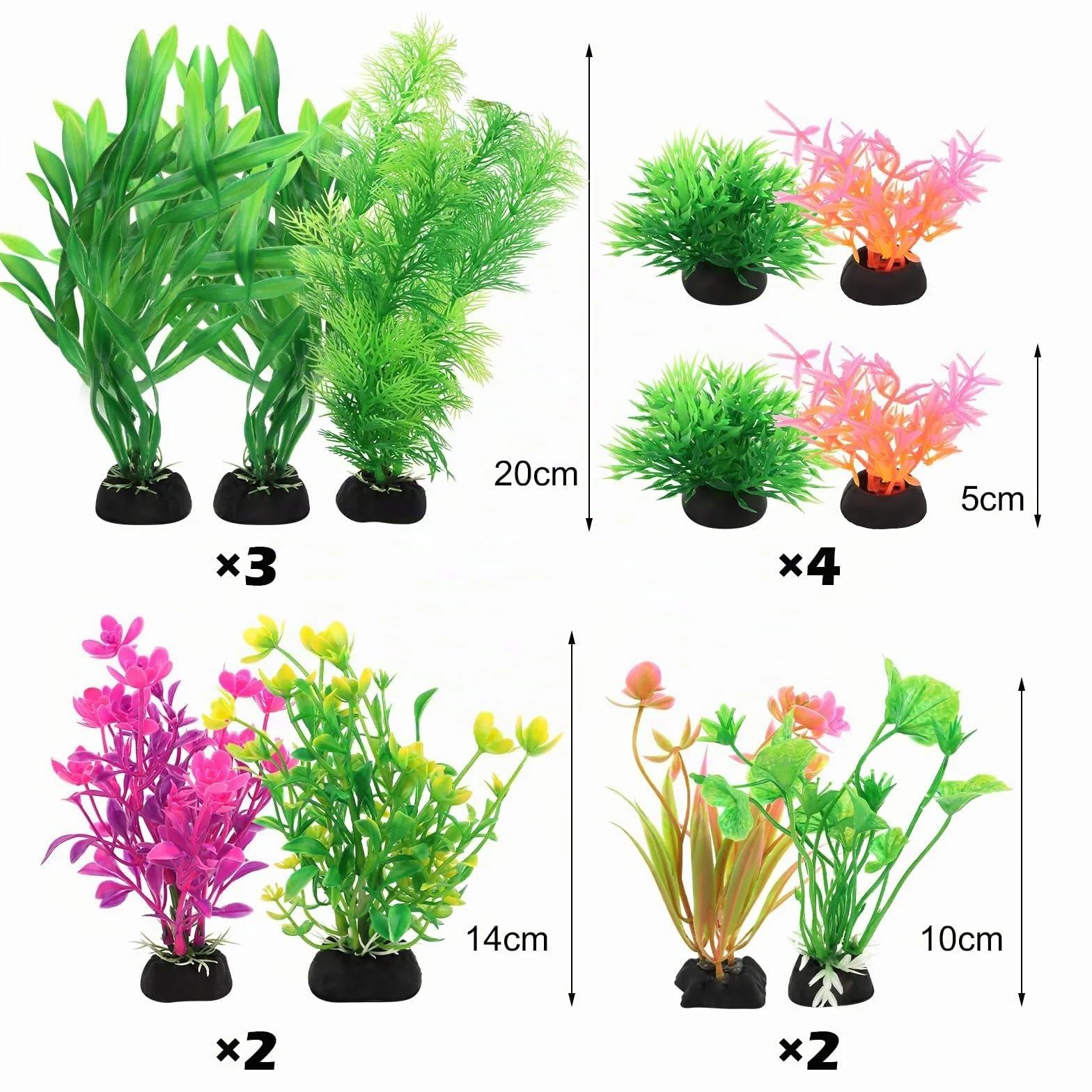 Aquarium Decoration Plante, 11 Pièces Vert Plantes Artificielle pour Aquarium et Terrarium