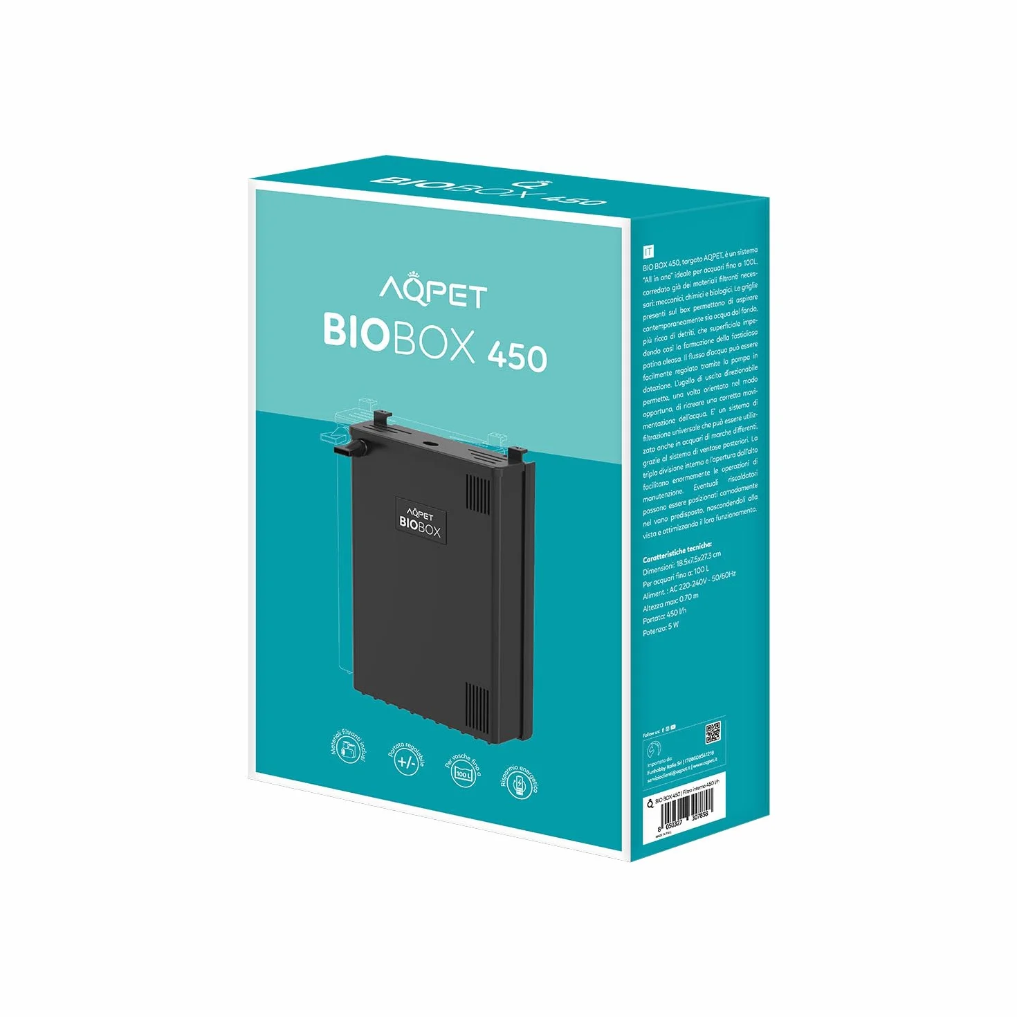 AQPET Filtre Intérieur Universel pour Aquariums avec Pompe jusqu'à 100 Litres