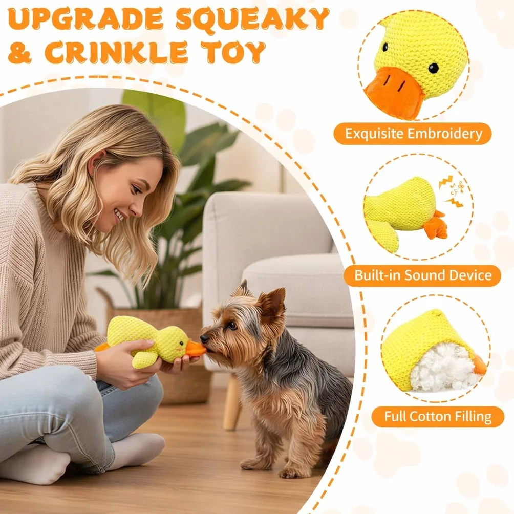 Jouet pour Chien en Peluche Canard Couineur 30 cm Anti-Stress Doux et Résistant
