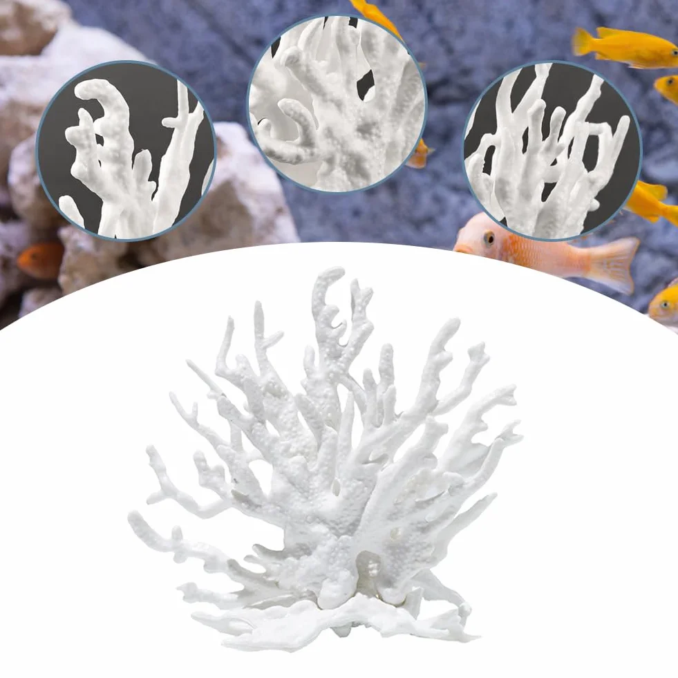 Lot de 2 coraux artificiels blancs pour aquarium - Décoration sous-marine