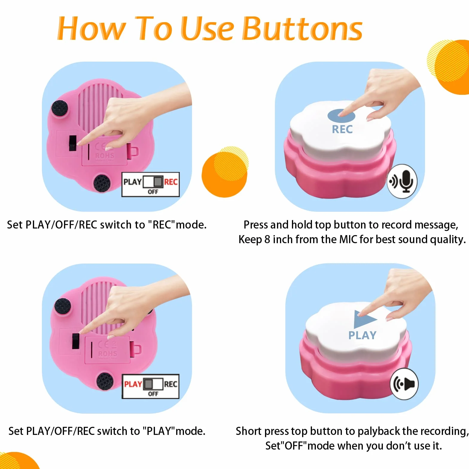 8 Boutons colorés pour Chien, Boutons parlants pour Chien, Set de Boutons de Dressage pour Animaux, Boutons de Communication pour Chien, (Piles Non fournies)