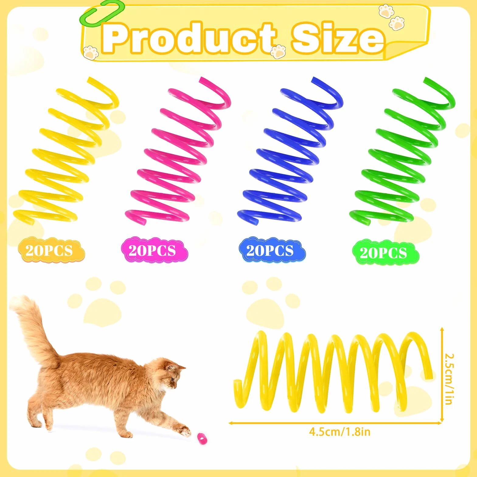 80 Pièces Ressort Chat Jouet avec Plumes en Spirale, Jouet Sautant pour Chats