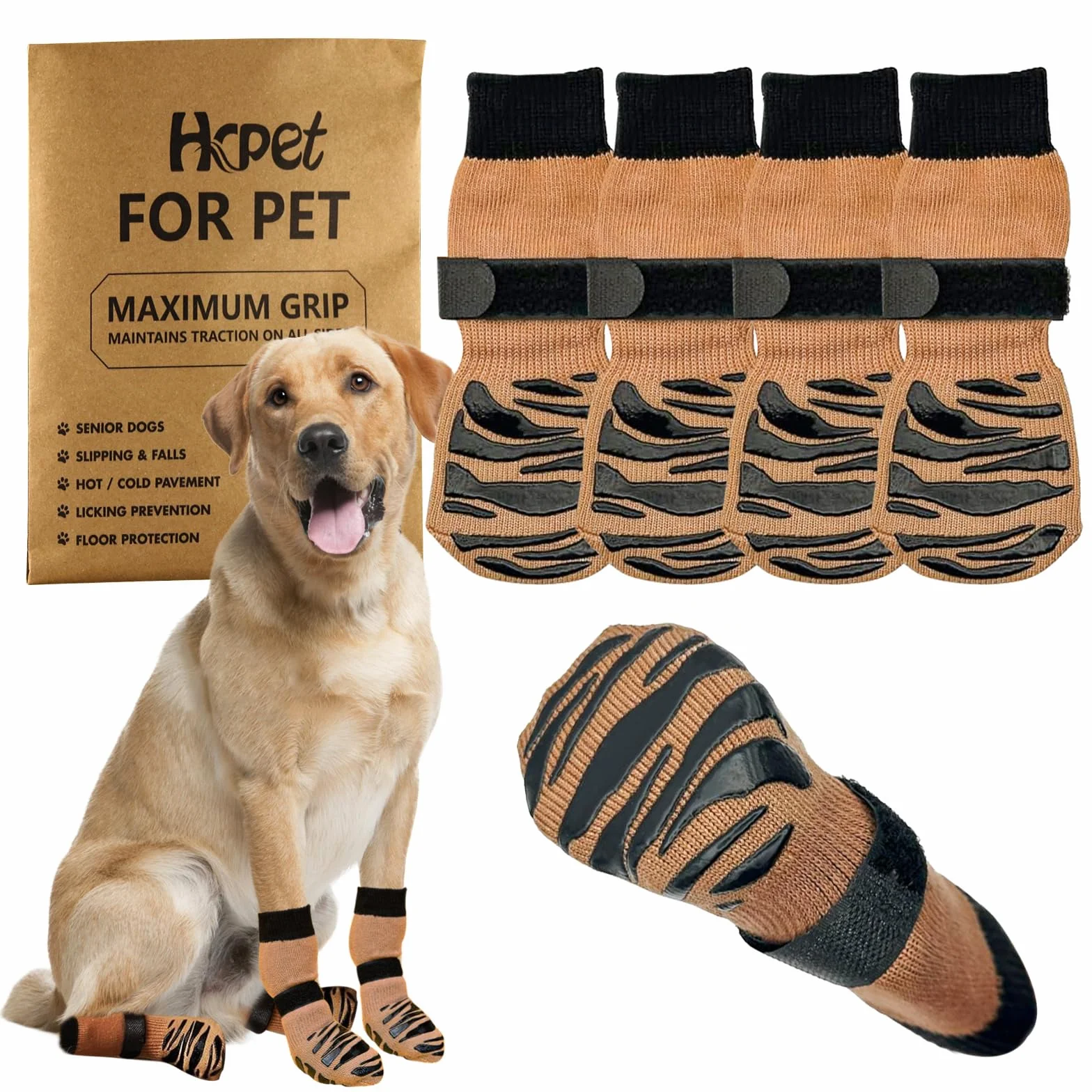 Chaussettes Antidérapantes pour Chien, Double Face, Sol en Bois Dur, Protège-Pattes, Taille M