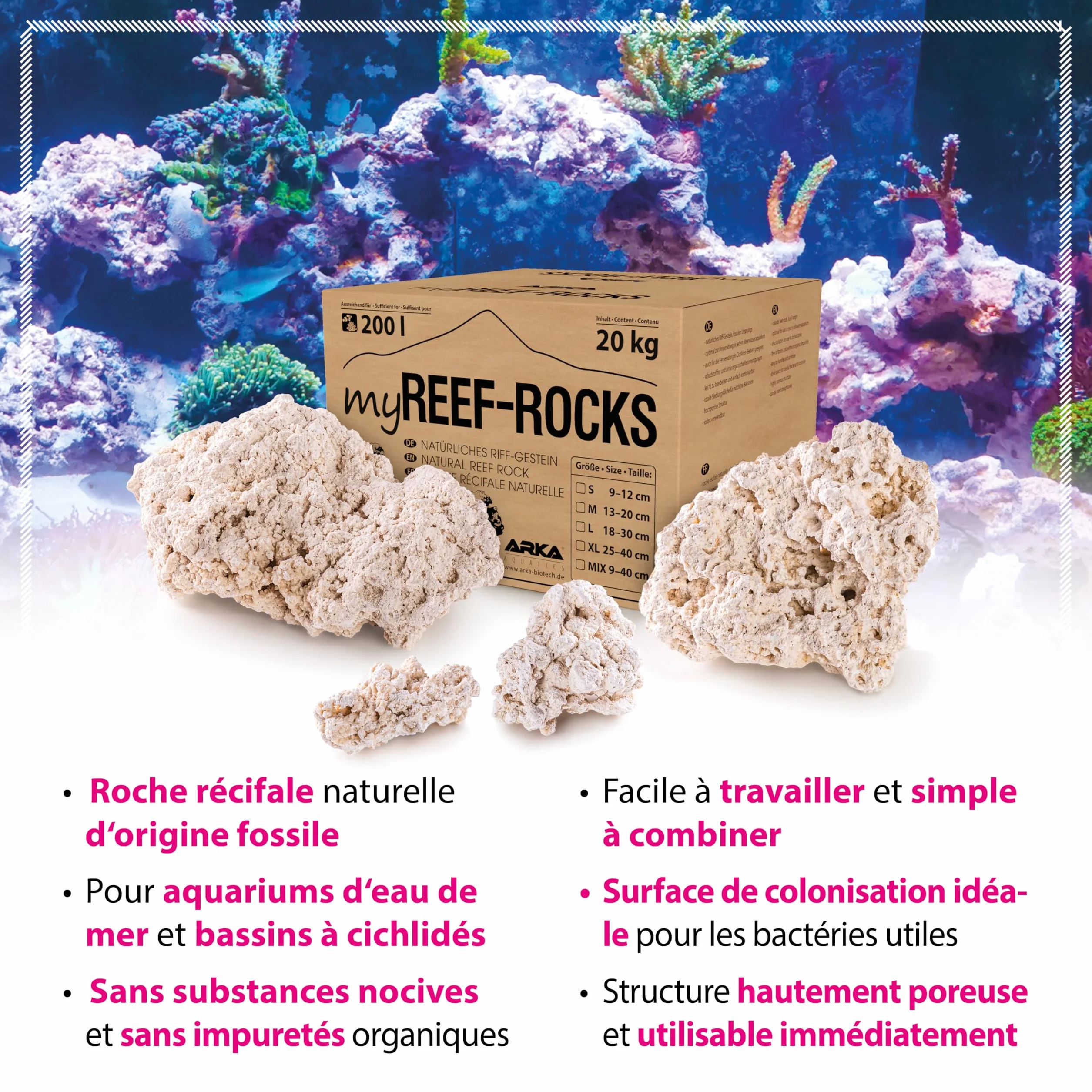 ARKA myREEF-Rocks 20kg Roches Naturelles pour Aquariums Marins