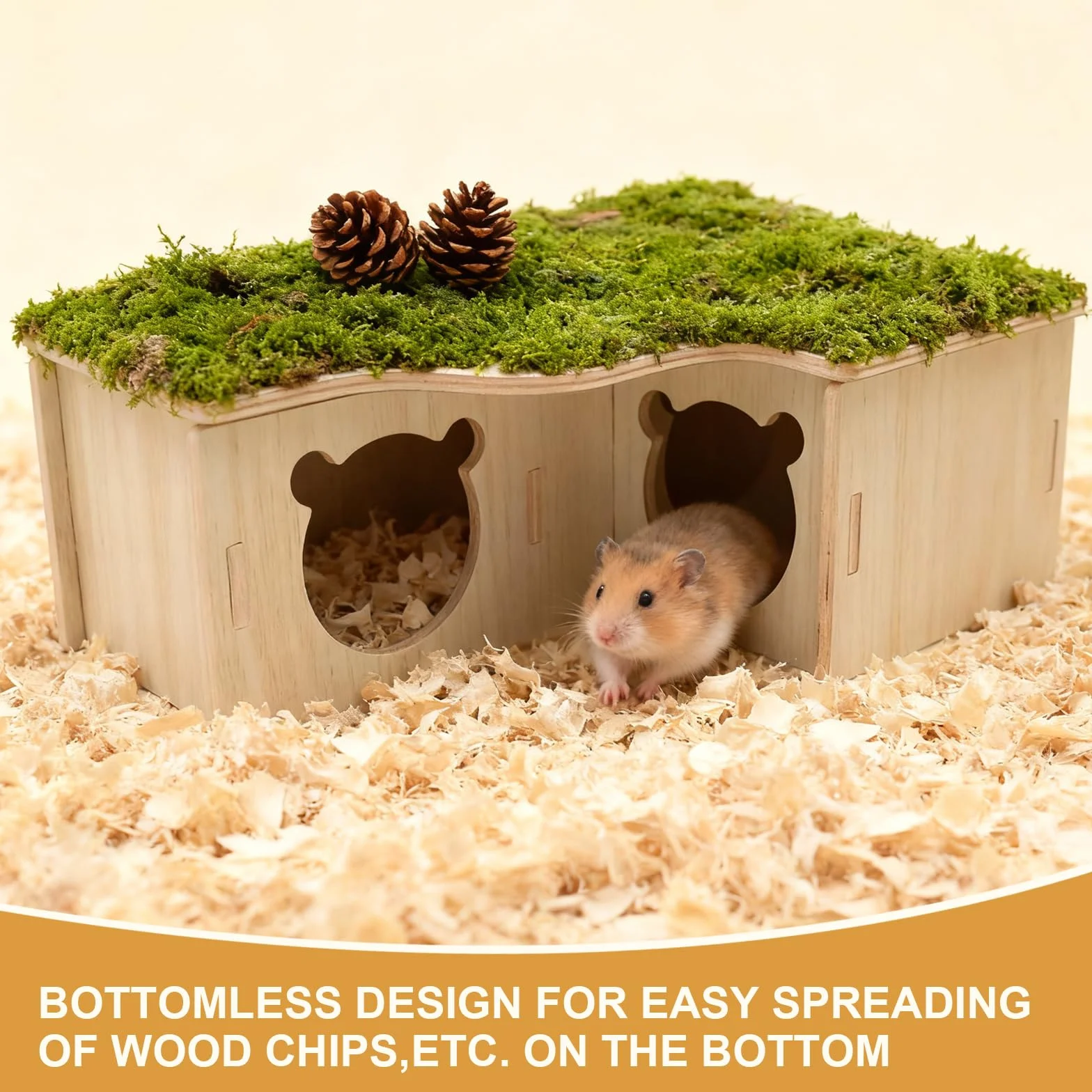 Maison Hamster Bois 3 pièces – Maison Hamster à Plusieurs Chambres résistante à l’Eau, cachette Hamster en Bois Naturelle et écologique, Maison Hamster Cage Facile à Nettoyer pour rongeurs