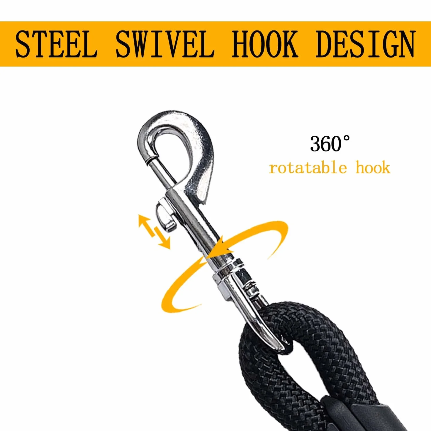 AiTodos® Laisse pour Chien de 1,5 m, Diamètre 1,2 cm, Laisse Anti-Crochet pour Le Dressage ou la Promenade, Adaptée aux Chiens de Petite, Moyenne et Grande Taille, Noir