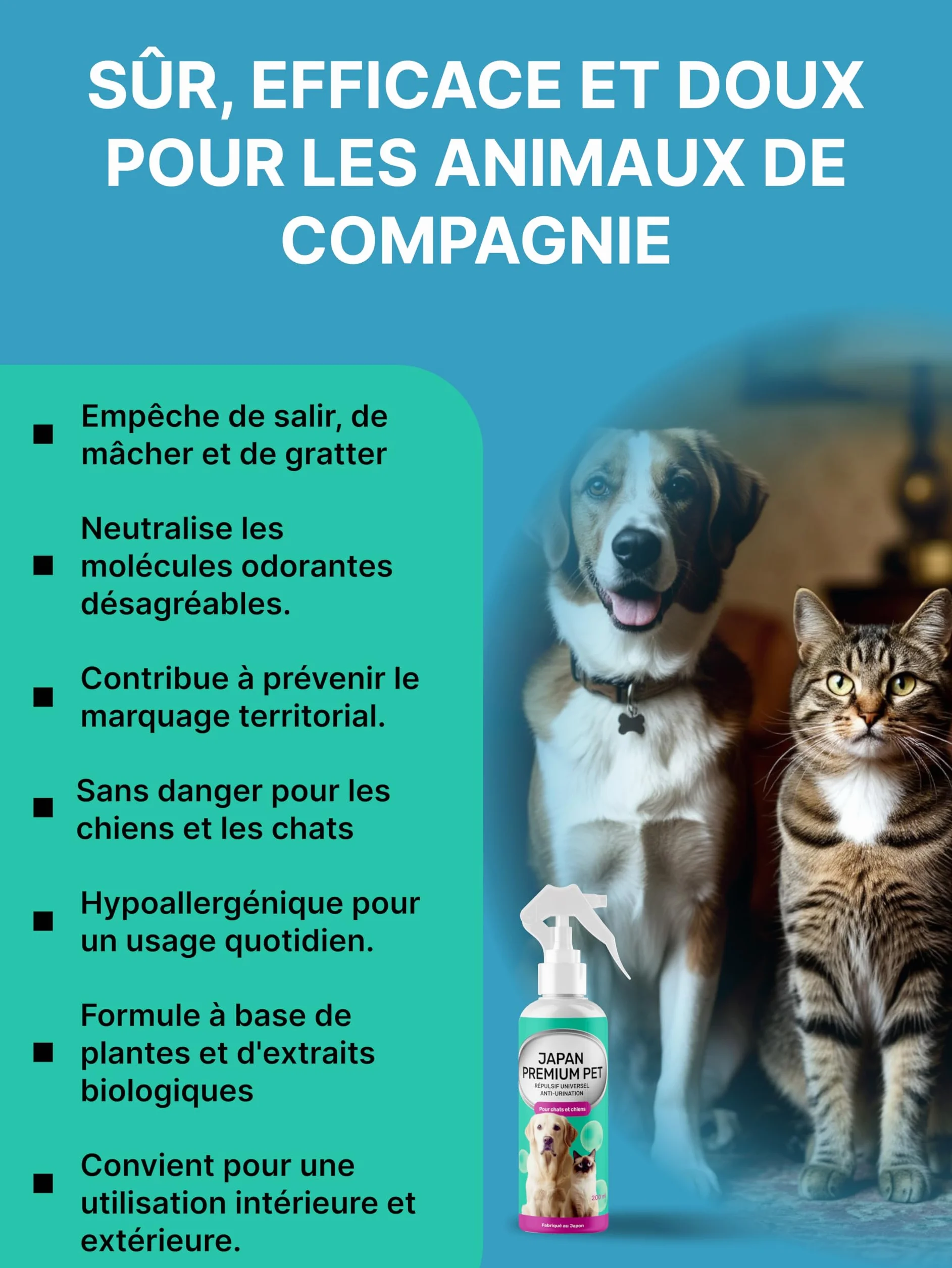 Spray Anti-Pipi pour Chiens et Chats Répulsif Intérieur 200 ml
