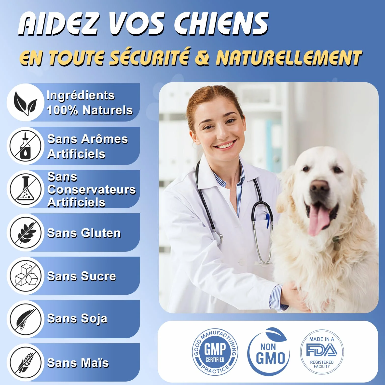 Flea and Tick Chewables for Dogs Omega 3 Probiotiques Poulet 300g