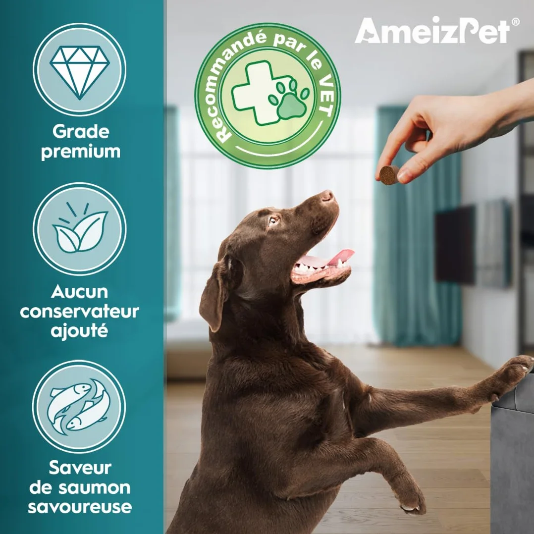 AmeizPet Dog Pré et Probiotiques pour Santé Intestinale, Biscuits Probiotiques Naturels Chien - Friandises Digestives, 30 Friandises