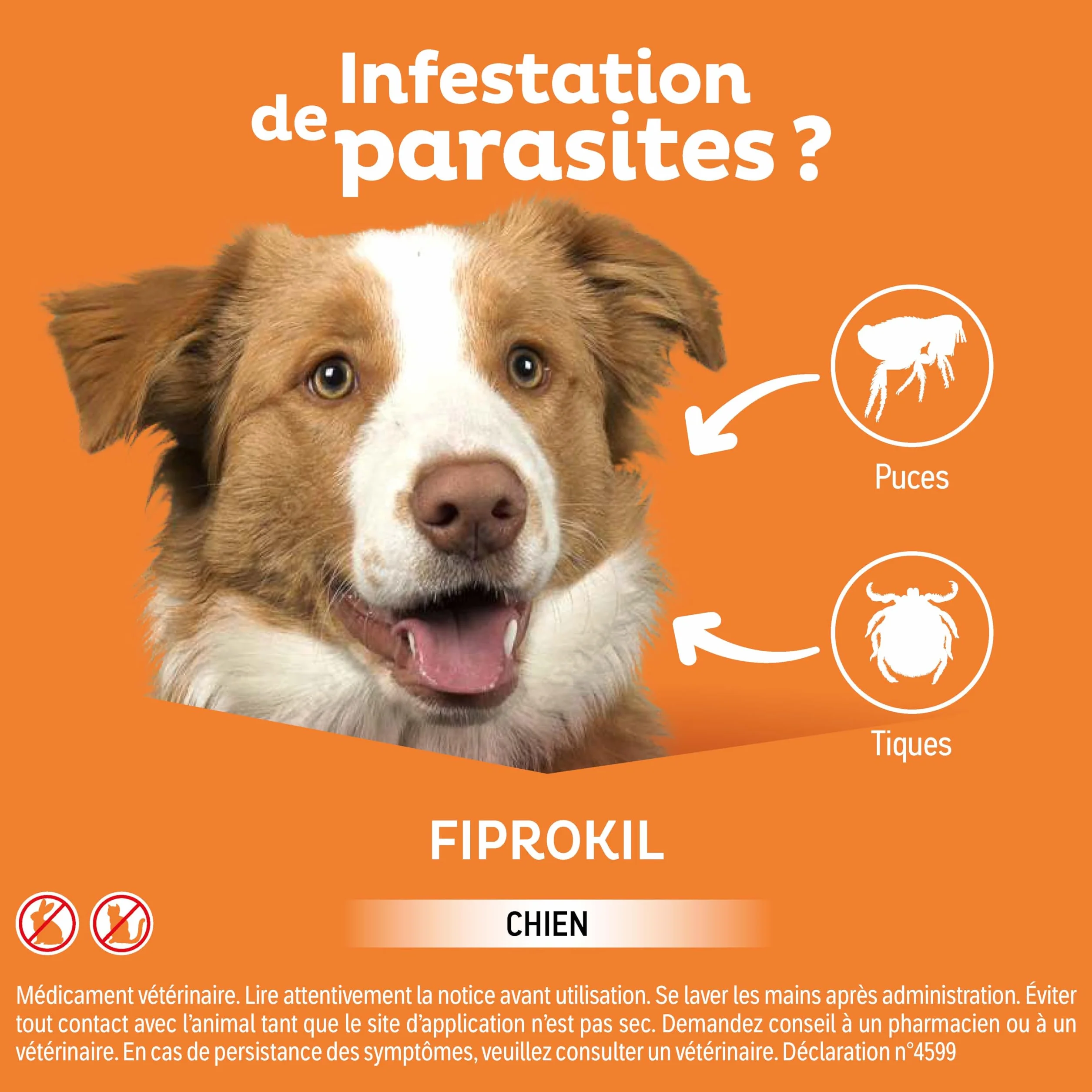 Clément Thékan - Anti-puces et anti-tiques pour grands chiens de 20 à 40 kg - 4 pipettes - Solution pour Spot-on Fiprokil 268 mg