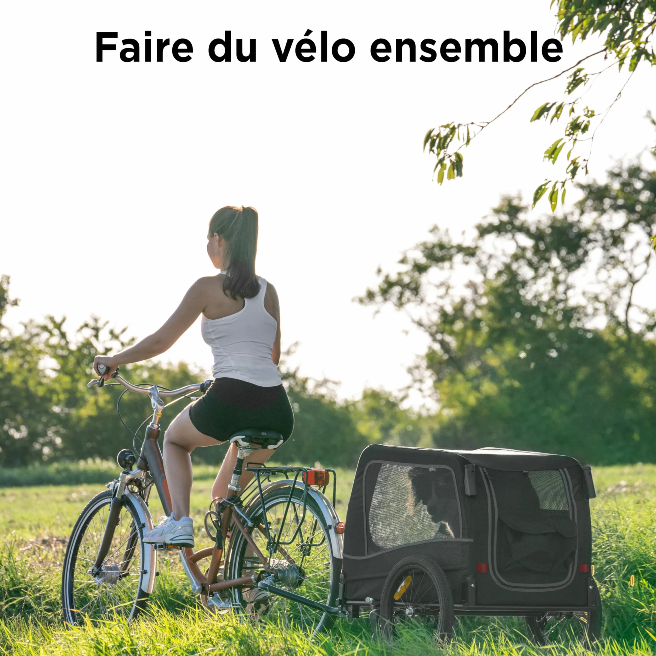 Remorque Vélo Chien 2-en-1 – Poussette et Chariot Pliable avec Coussin – Carriole étanche Jusqu’à 30 kg – Compatible avec vélos électriques – Noir