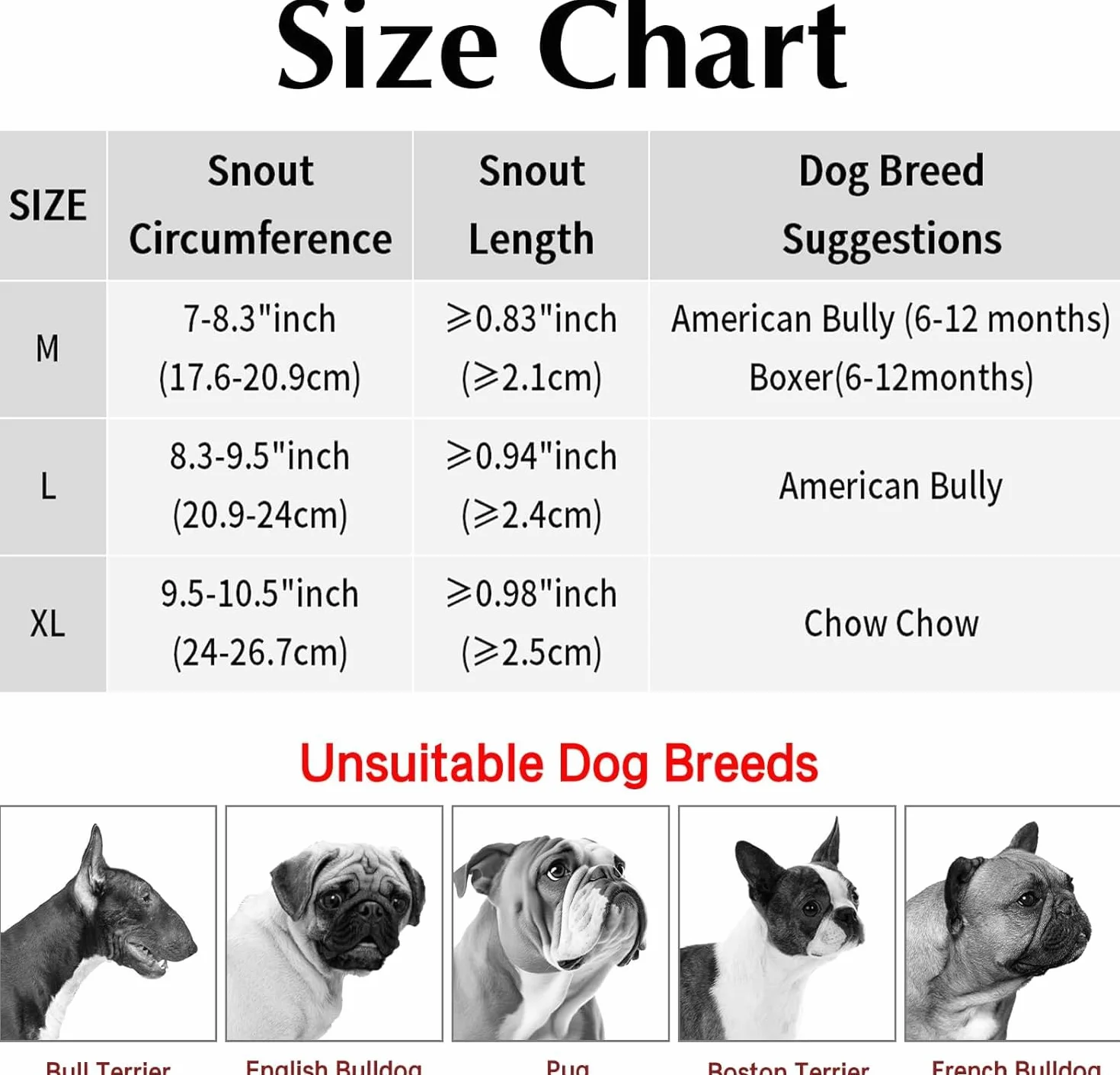 Muselière pour Chiens pour Pitbull Rottweilers American Bully Bulldog Boxers de Taille Moyenne et Grande à museau Court pour Le pour éviter Les morsures et Les aboiements pour Chiens