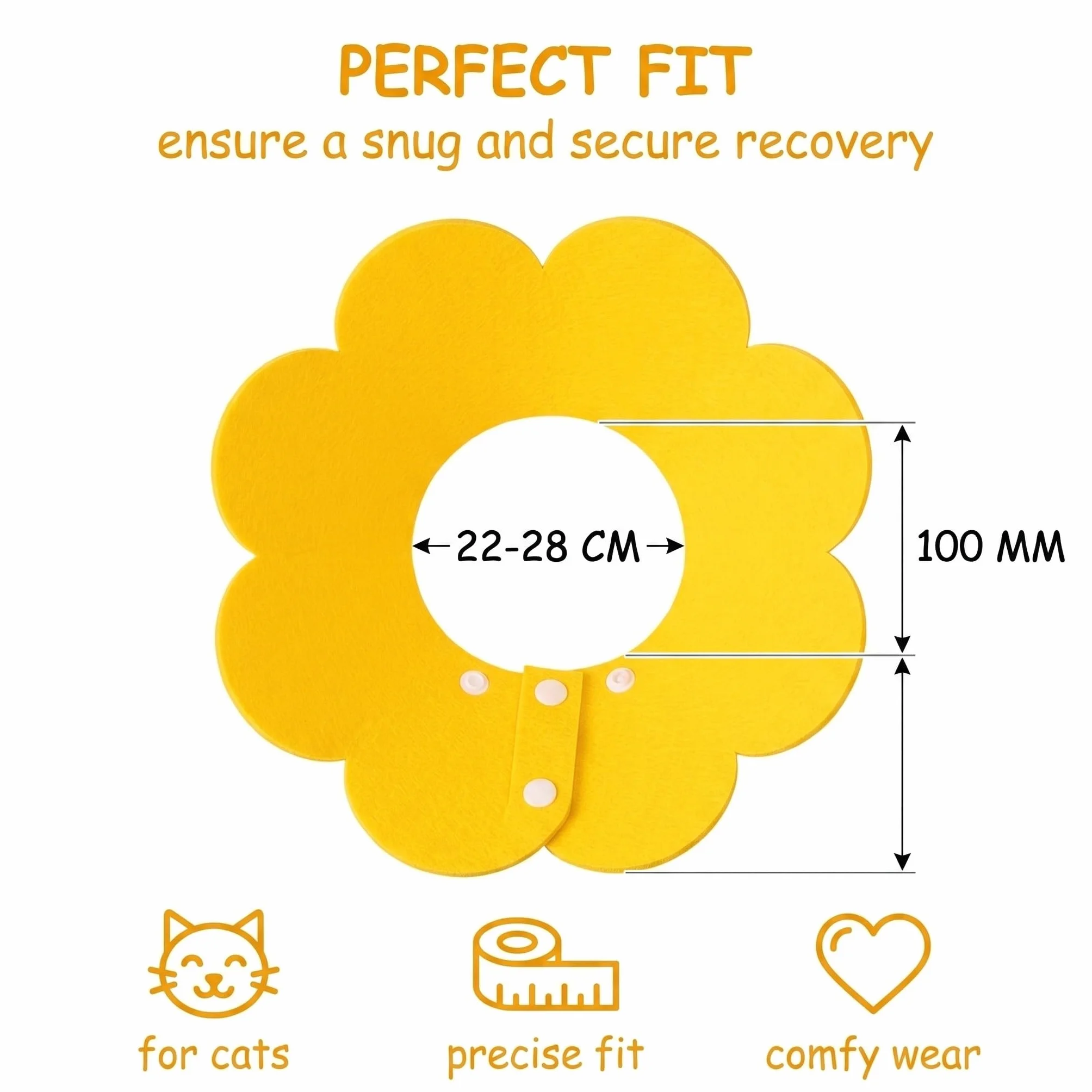 Collier Élisabéthain Pour Chat 6-9Kg, Collerette Anti-Léchage Jaune, Médical Post-Opératoire Doux