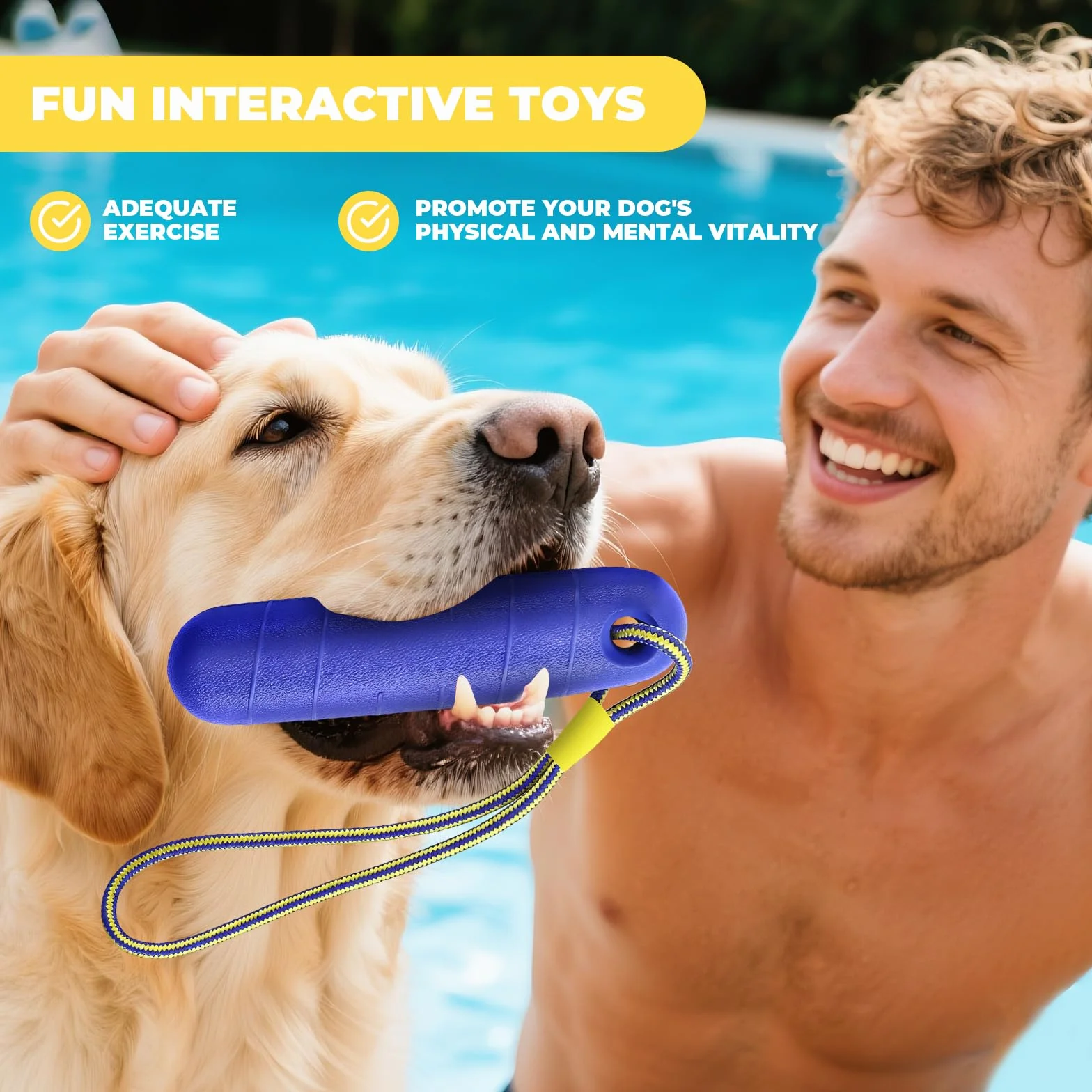 Jouet Interactif Chien avec Corde en Nylon, Ballon Flottant Increvable pour Piscine Extérieur