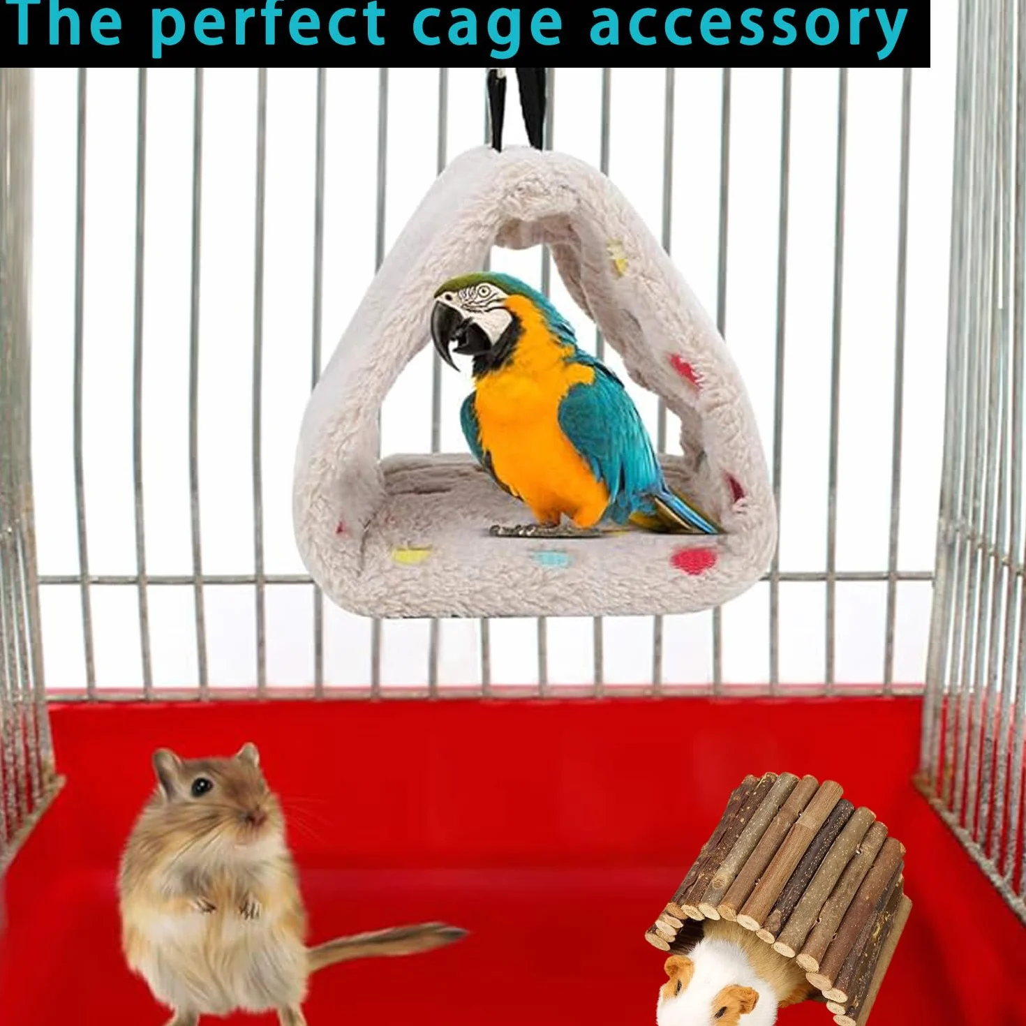 Nid D'Oiseau Hamac, Hamster Perroquet Suspendu Cage Tente, Nid d'Oiseau Chaud en Peluche, Mignon Hamac pour Animaux Doux avec Crochet, Hamac Jouet