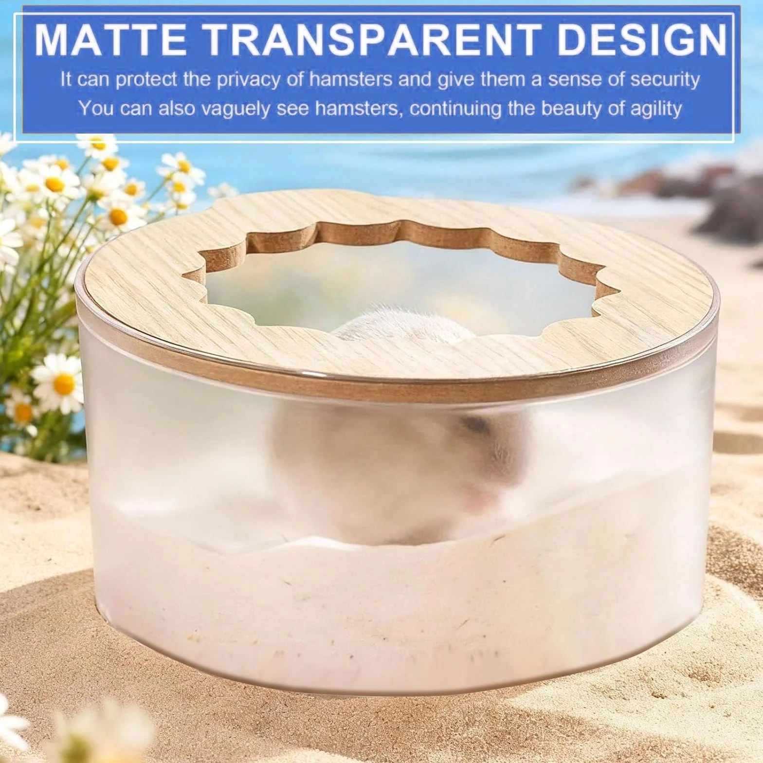Bain de Sable Hamster Transparente Maison de Toilette pour Hamsters, Gerbille, Chinchilla, Hérisson (14x9cm)