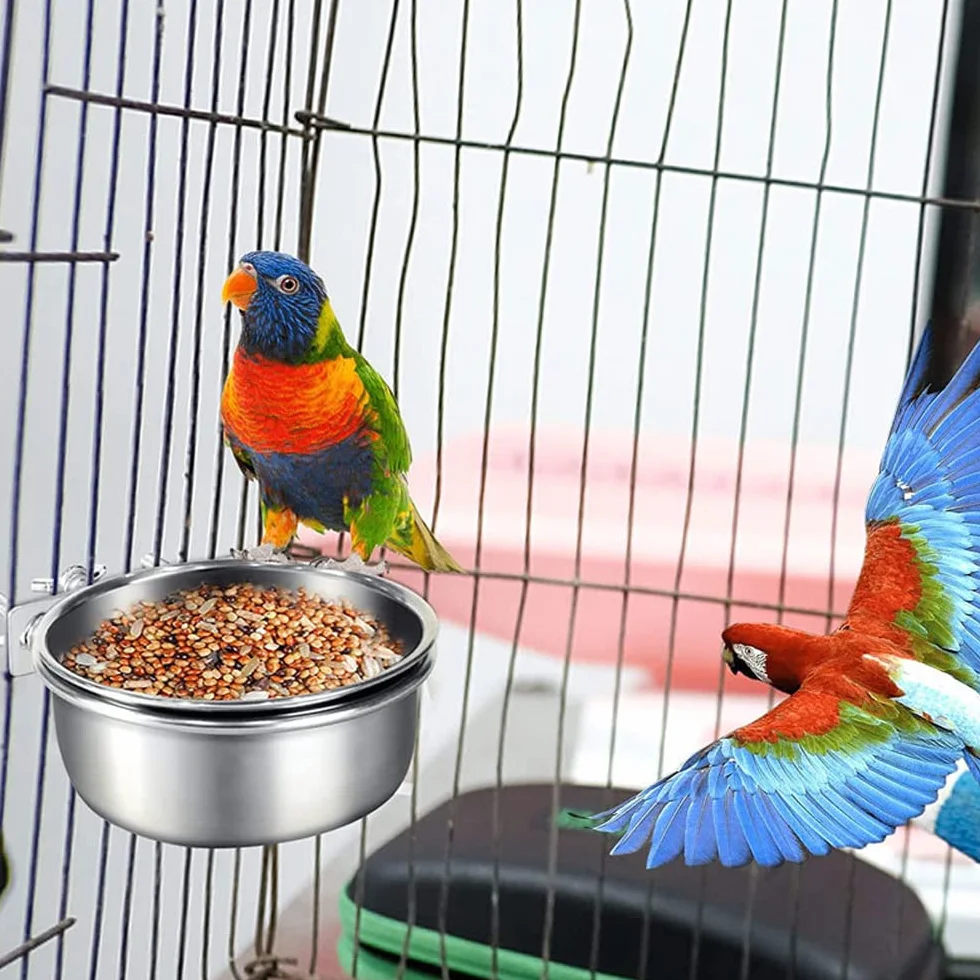 Gamelles à eau acier inoxydable pour cage chenil chien chat oiseau lot de 2 10-12 cm