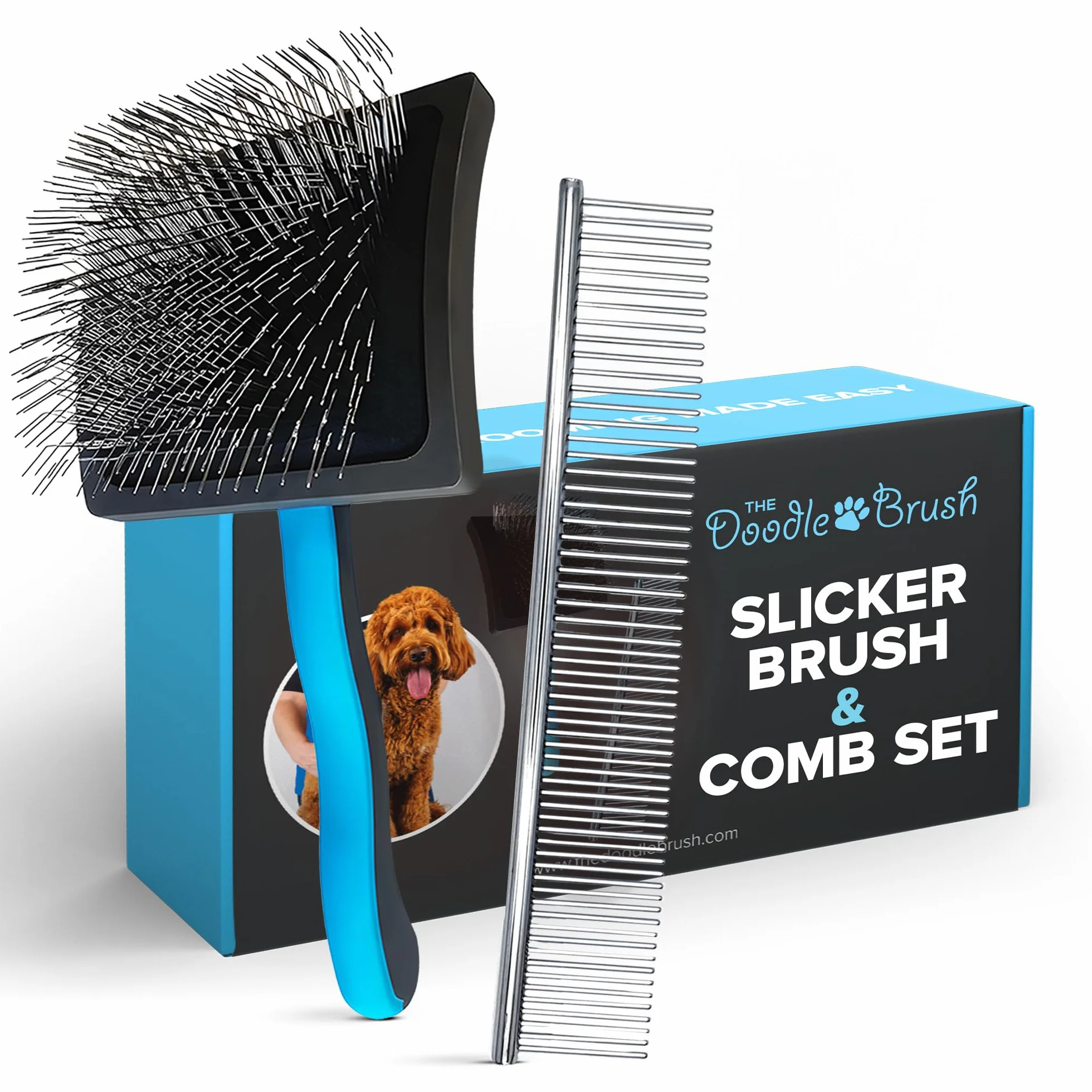 The Doodle Brush Brosse de Toilettage pour Chiens en Acier Inoxydable Peigne Métallique Démêle et Élimine Nœuds