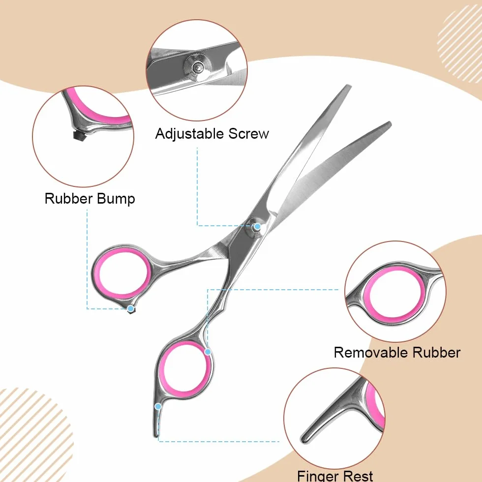 Ciseaux Coiffure de Chien, Ciseaux de Toilettage en Acier Inoxydable Lame Gromming Courbé pour Chiens Animaux de Compagnie
