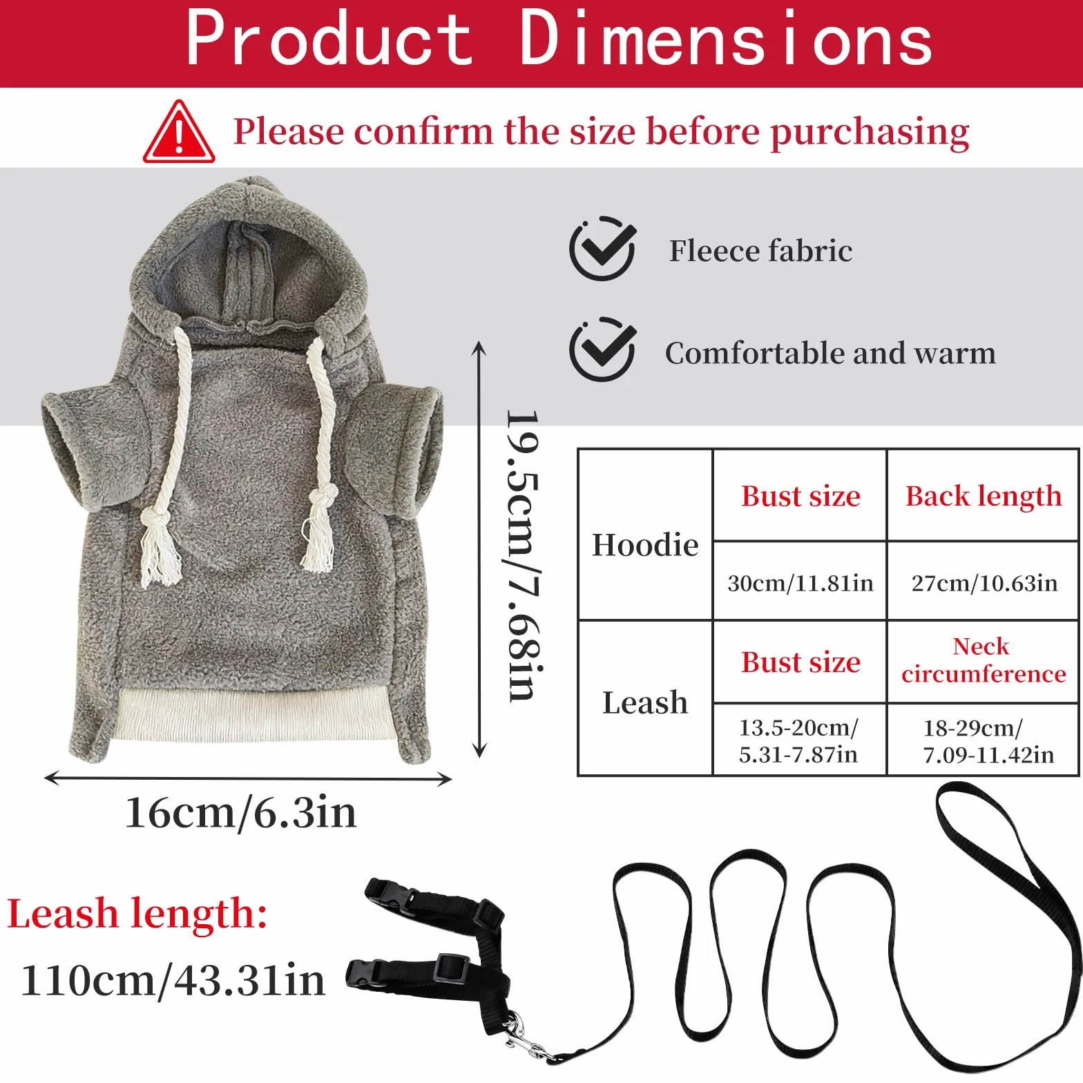 Ensemble vêtements et laisse pour furet, pull à capuche chaud avec harnais et laisse pour la promenade en plein air, vêtement confortable pour furets, chinchillas, petits animaux de compagnie, tenue