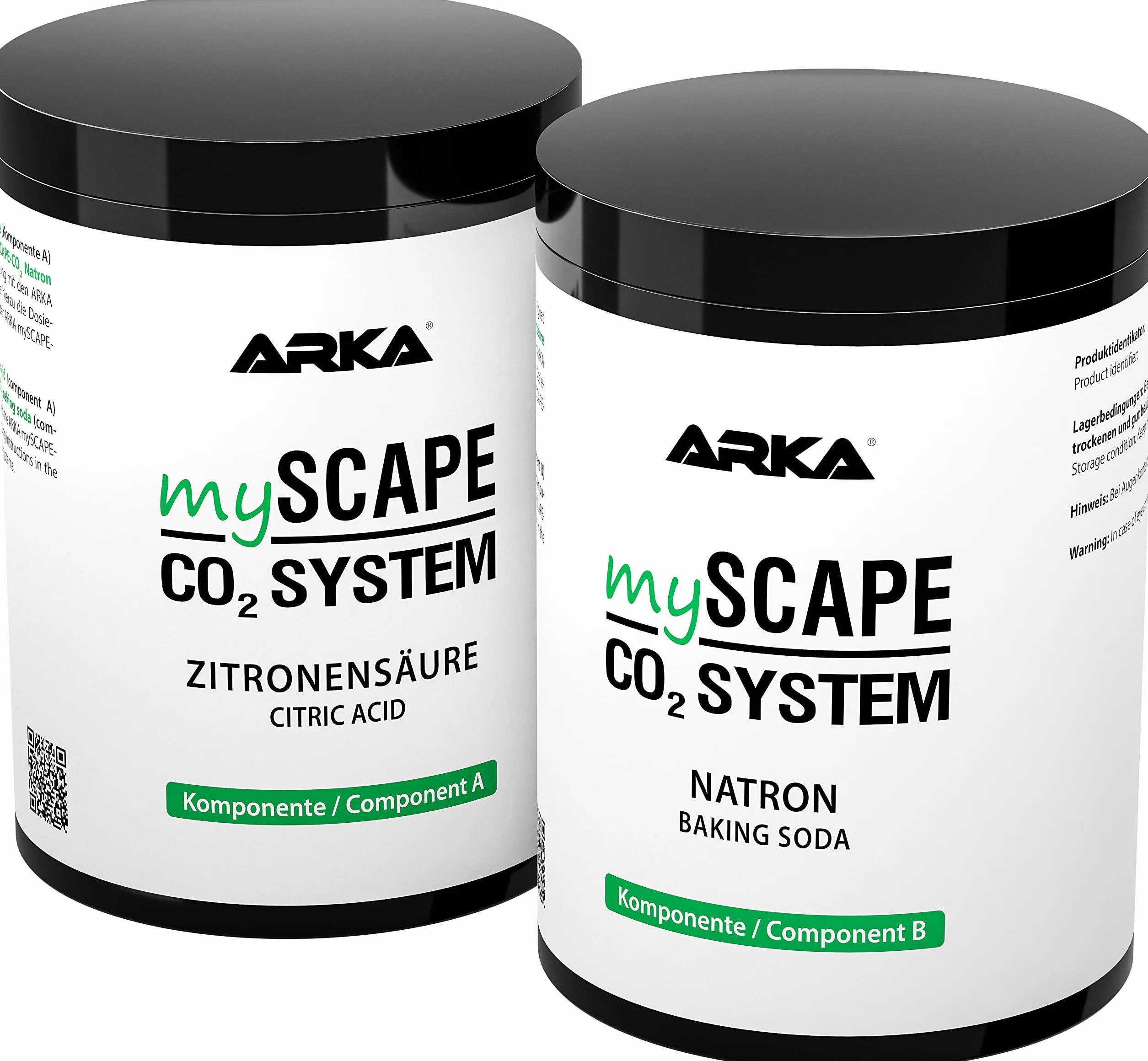 ARKA Recharge CO2 Aquarium mySCAPE-CO2 Refiller 2×600 g Acide citrique Bicarbonate Engrais CO2 Diffusion Stable